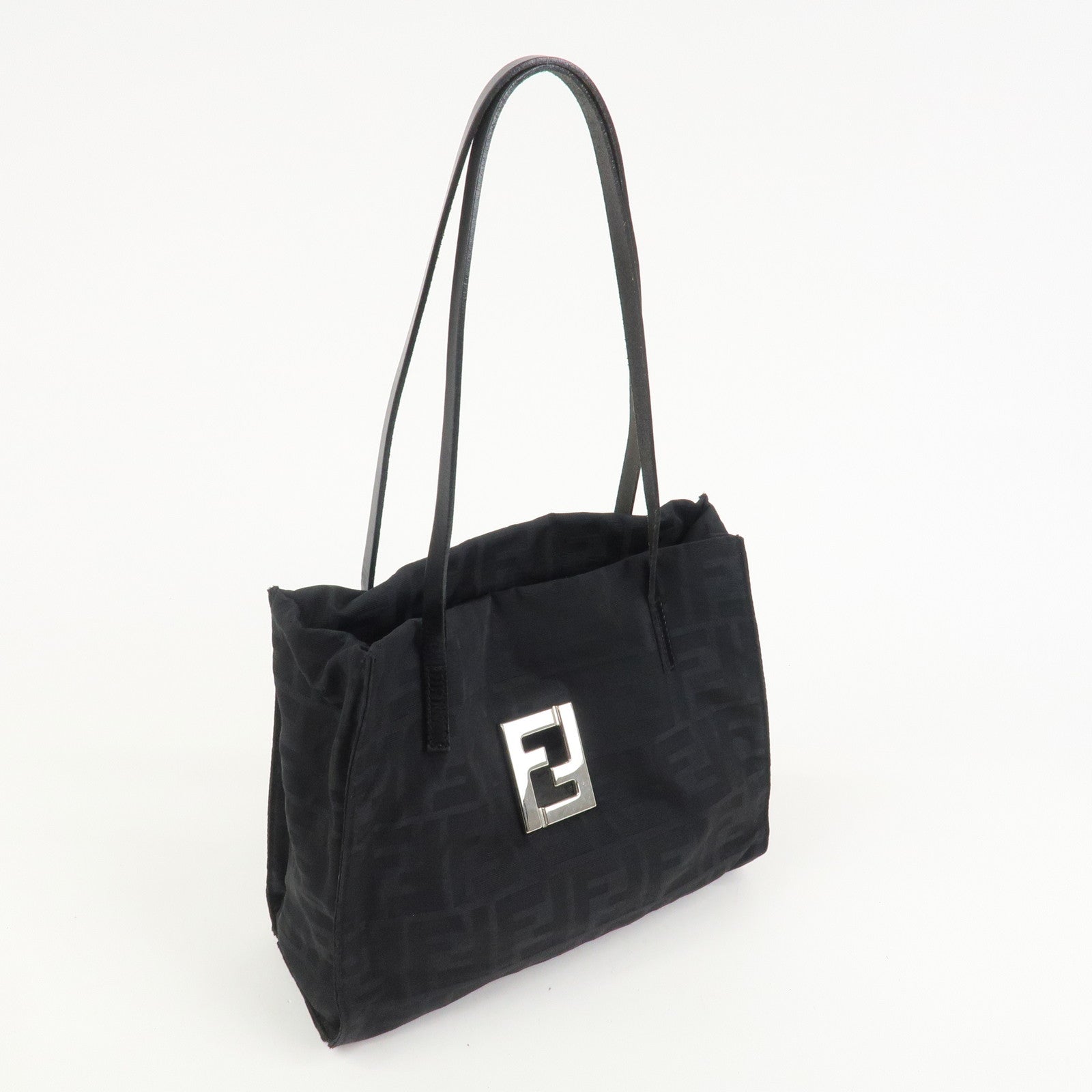 FENDI Zucca Canvas Leather Tote Bag Hand Bag Shoulder Bag 16001