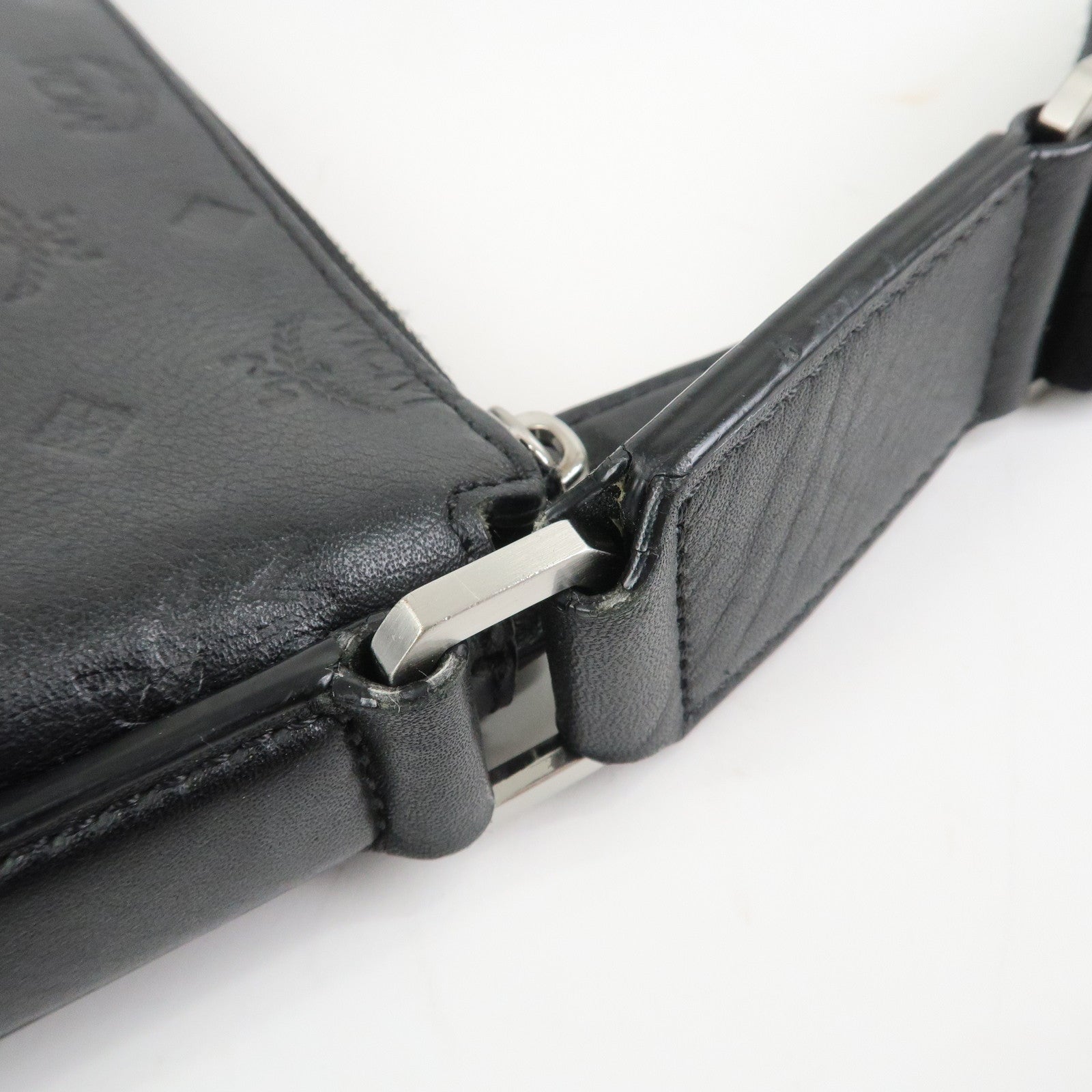 MCM Visetos Embossed Leather Shoulder Bag Crossbody Bag Black