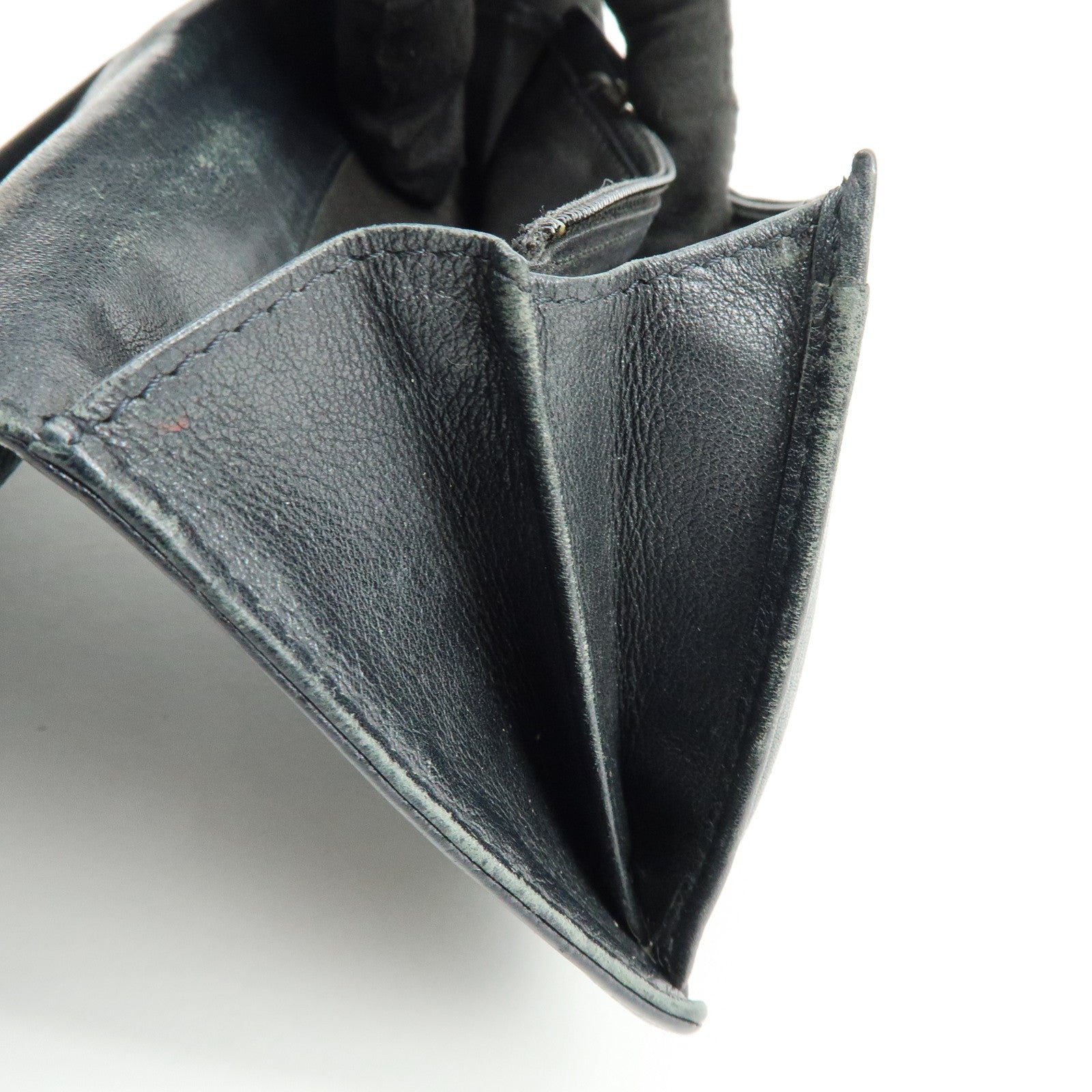 CHANEL COCO Mark Caviarskin Bi-fold Long Wallet Black A48651