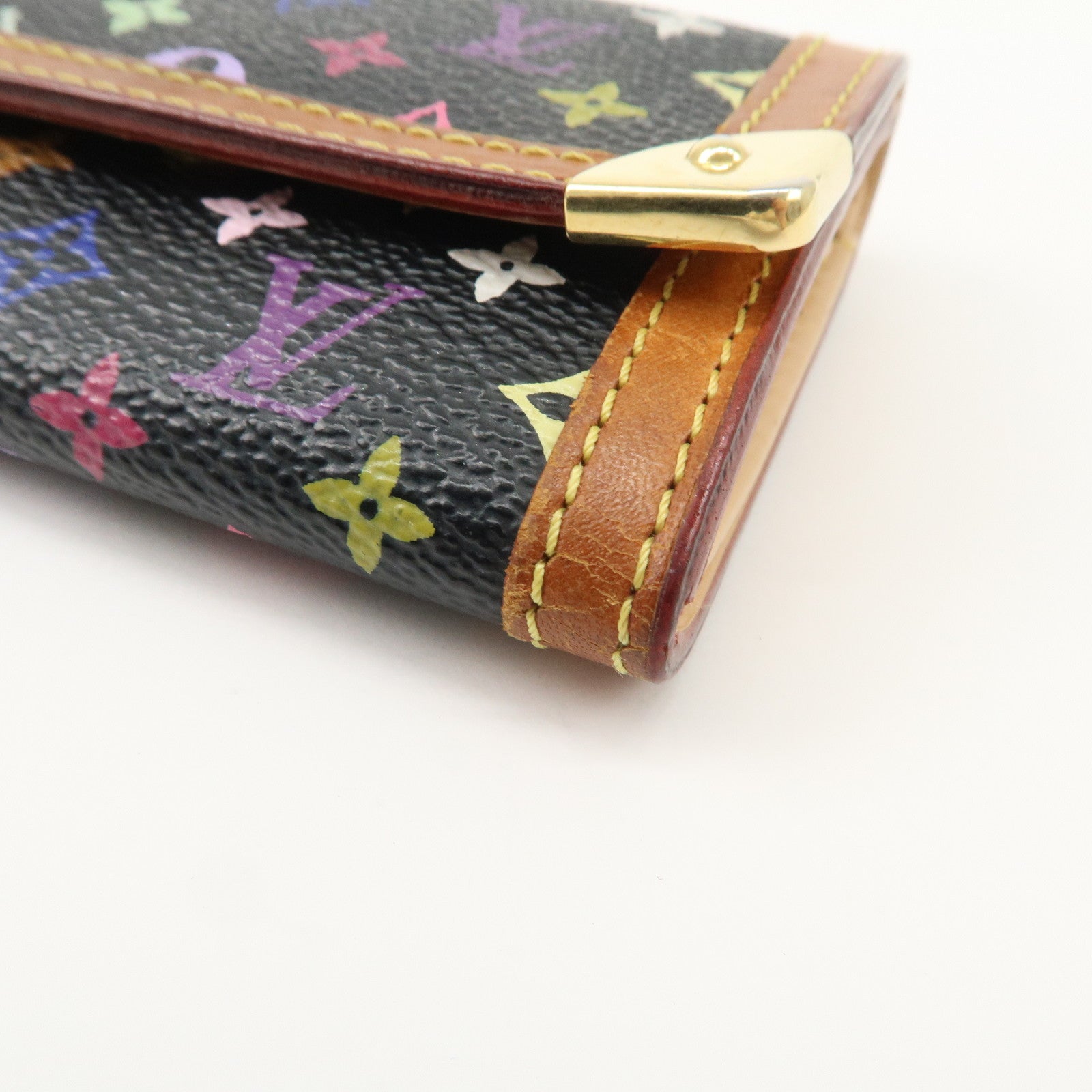 Louis Vuitton Monogram Multicolor Porte Monnaie Plat Coin Case Noir M92656 Used