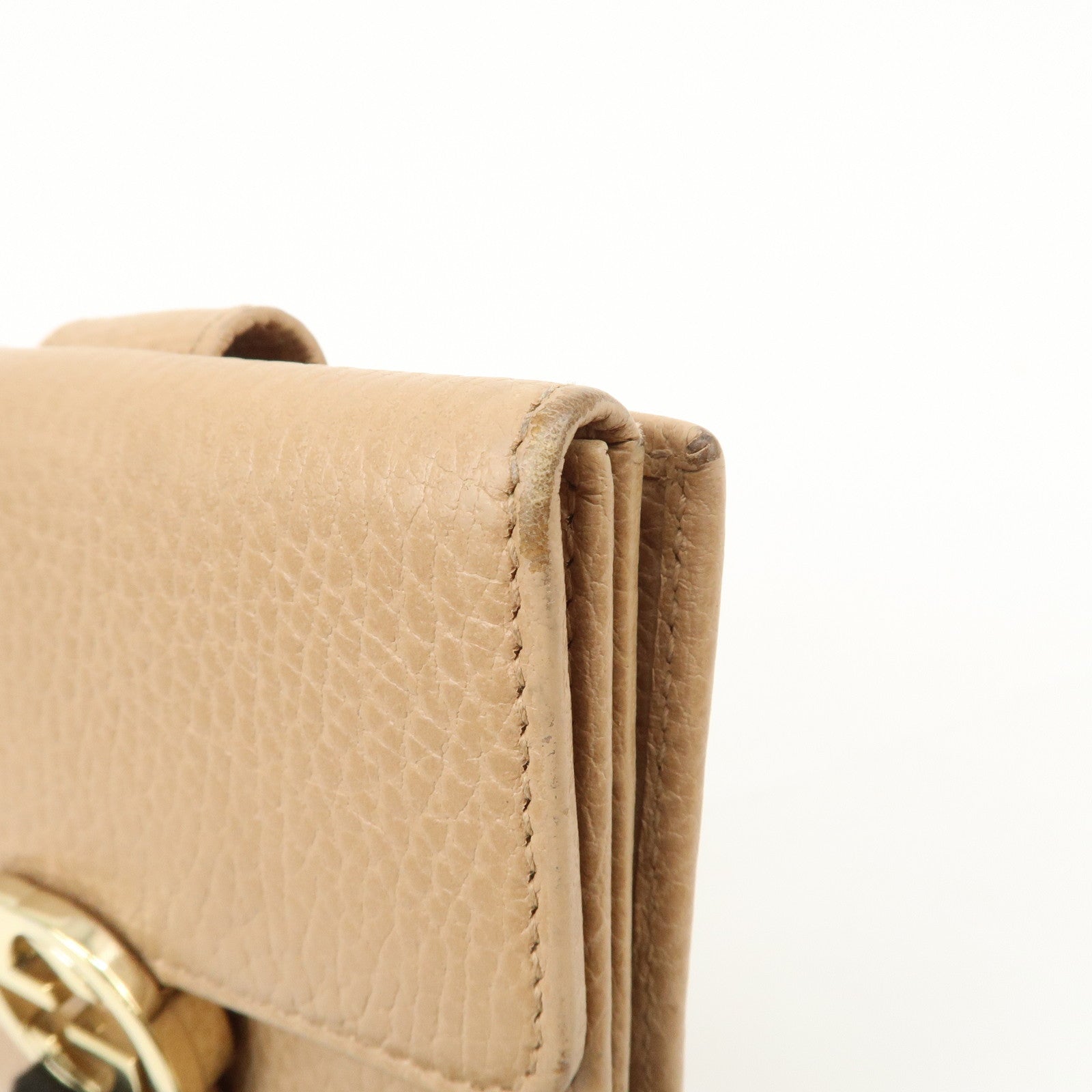 GUCCI Interlocking G Leather Bi-Hold Compact Wallet Brown 615525