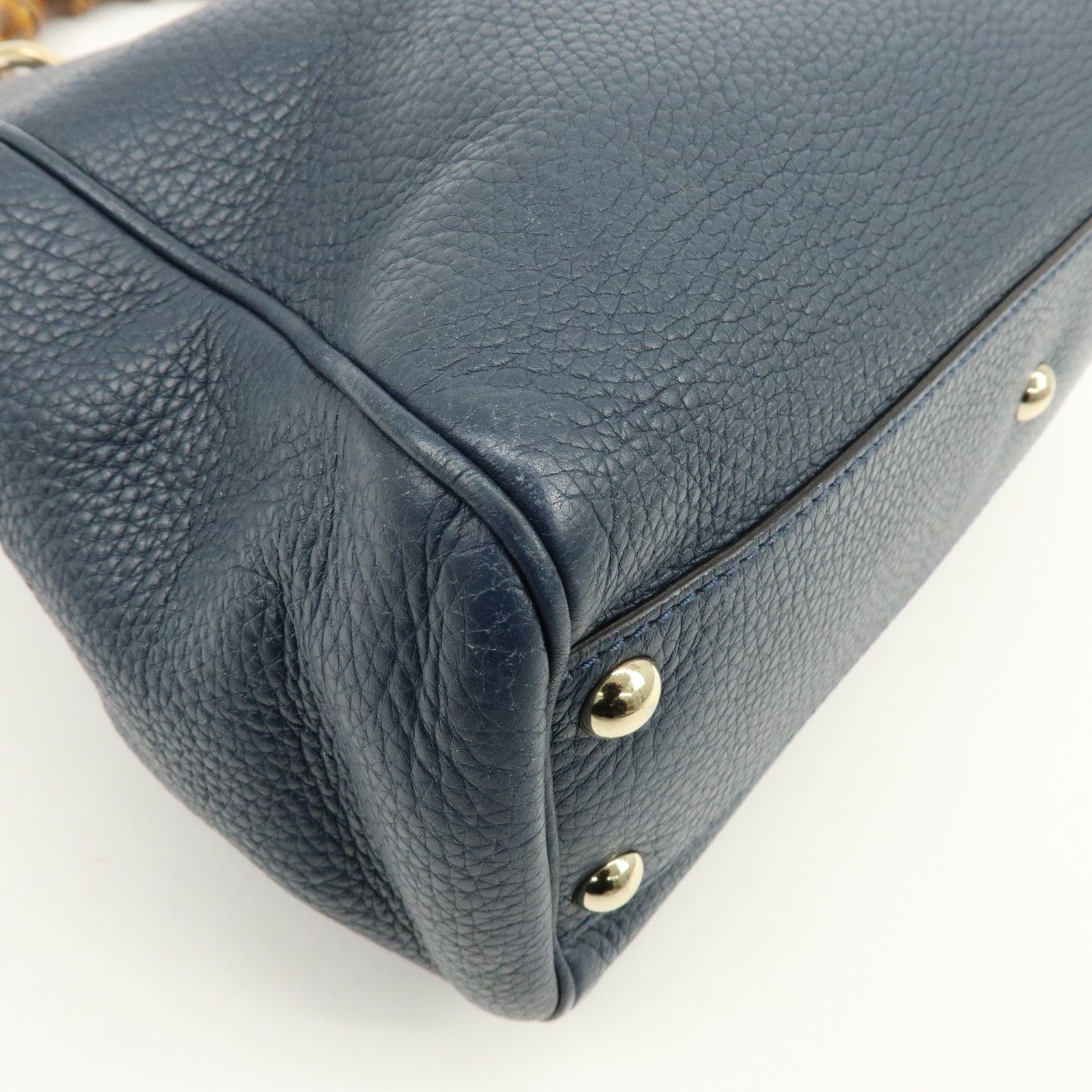 GUCCI Bamboo Leather 2Way Bag Tote Bag Shoulder Bag Blue 336032