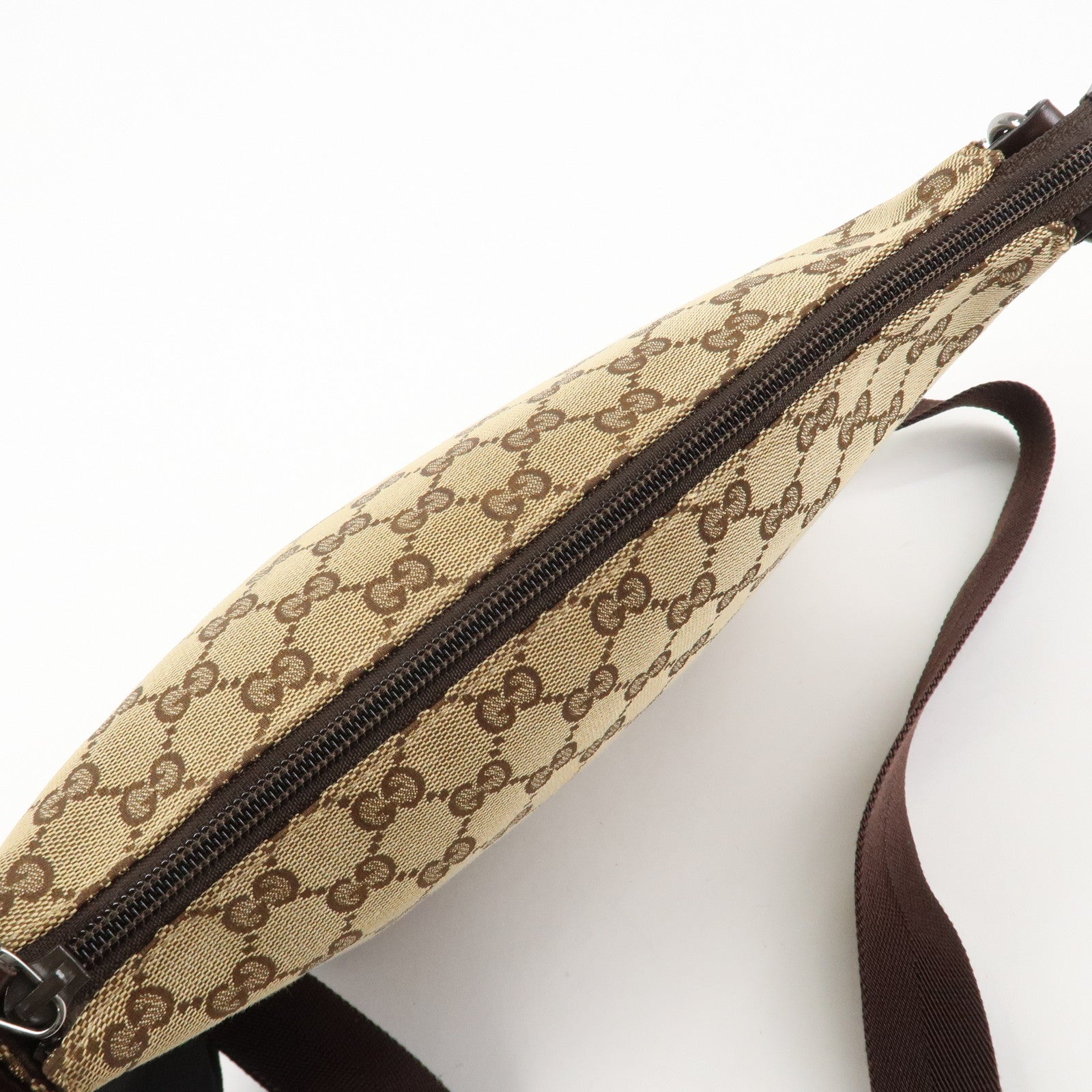 GUCCI GG Canvas Leather Shoulder Bag Crossbody Bag Brown 145857 Used