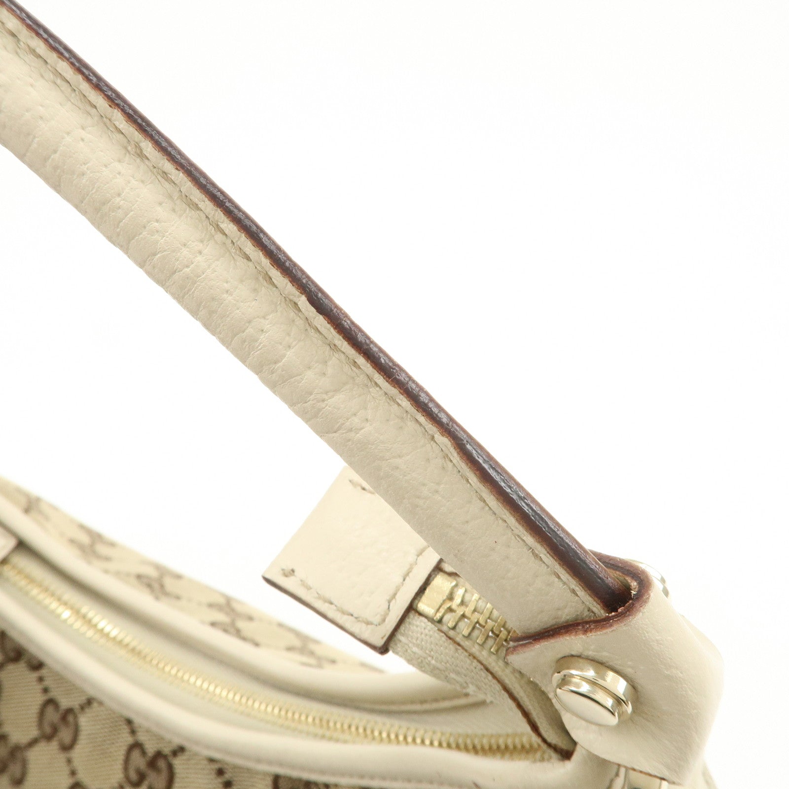 GUCCI Abbey GG Canvas Leather Shoulder Bag Beige Ivory 130738
