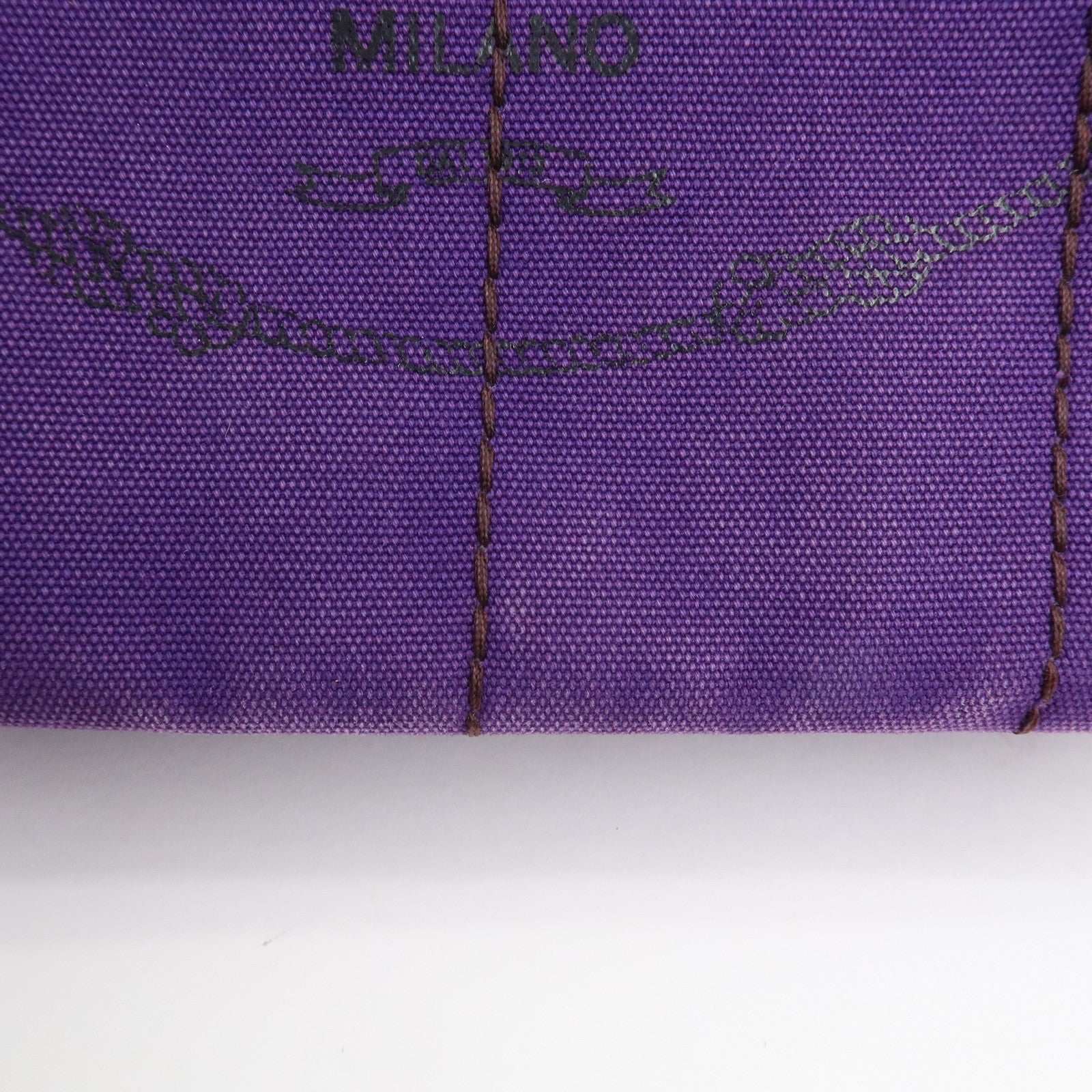 PRADA Logo Canapa Mini Canvas 2Way Tote Shoulder Bag Purple BN2439 Used