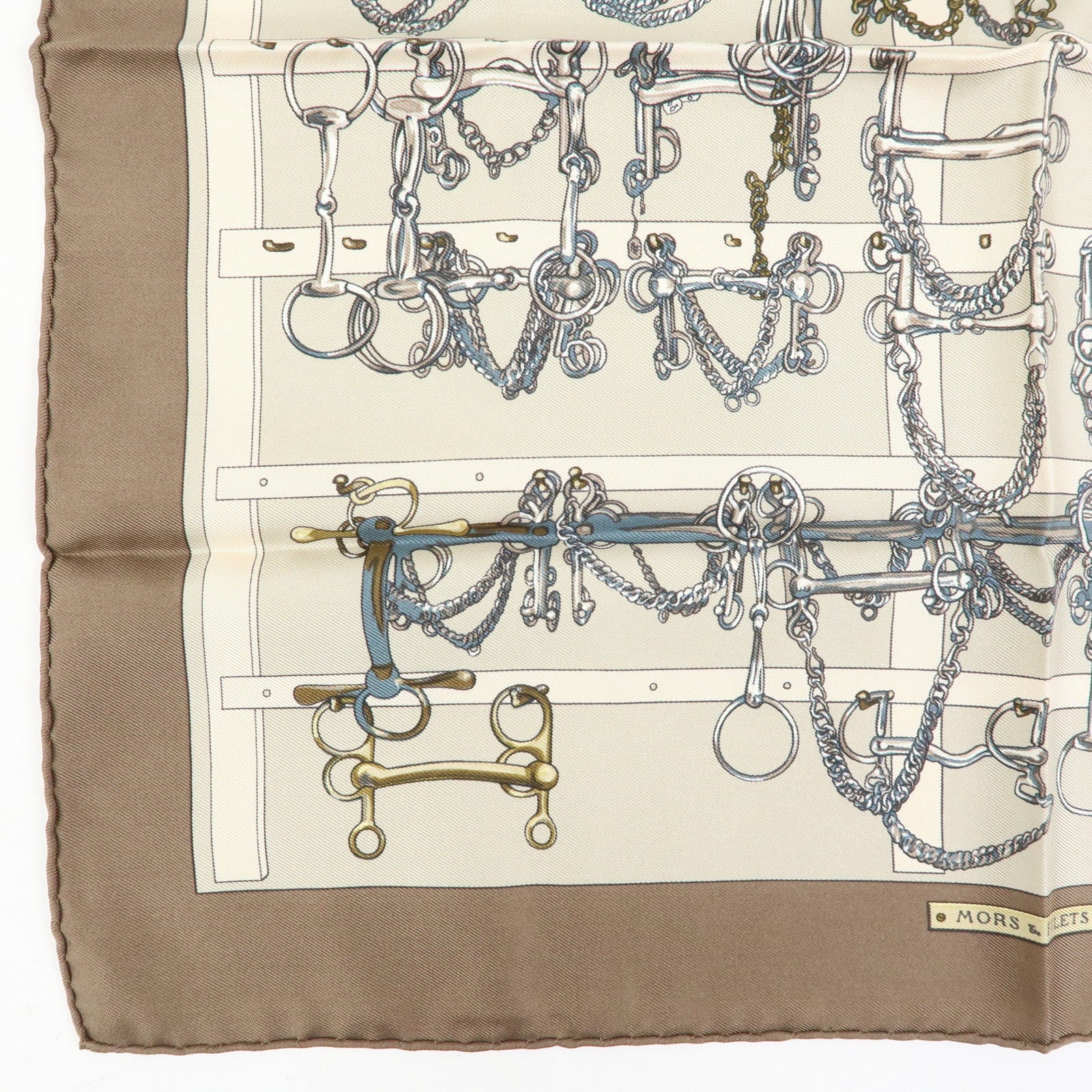 HERMES Petit Carre42 Set of 2 Silk 100% Scarf Clic Clac MORS&FILETS