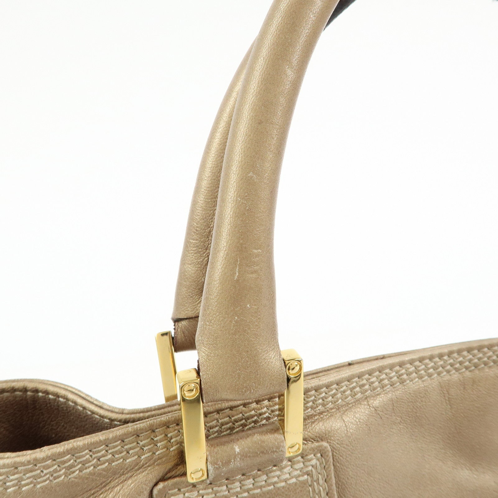 LOEWE Anagram Nappa Leather Tote Bag Hand Bag Gold