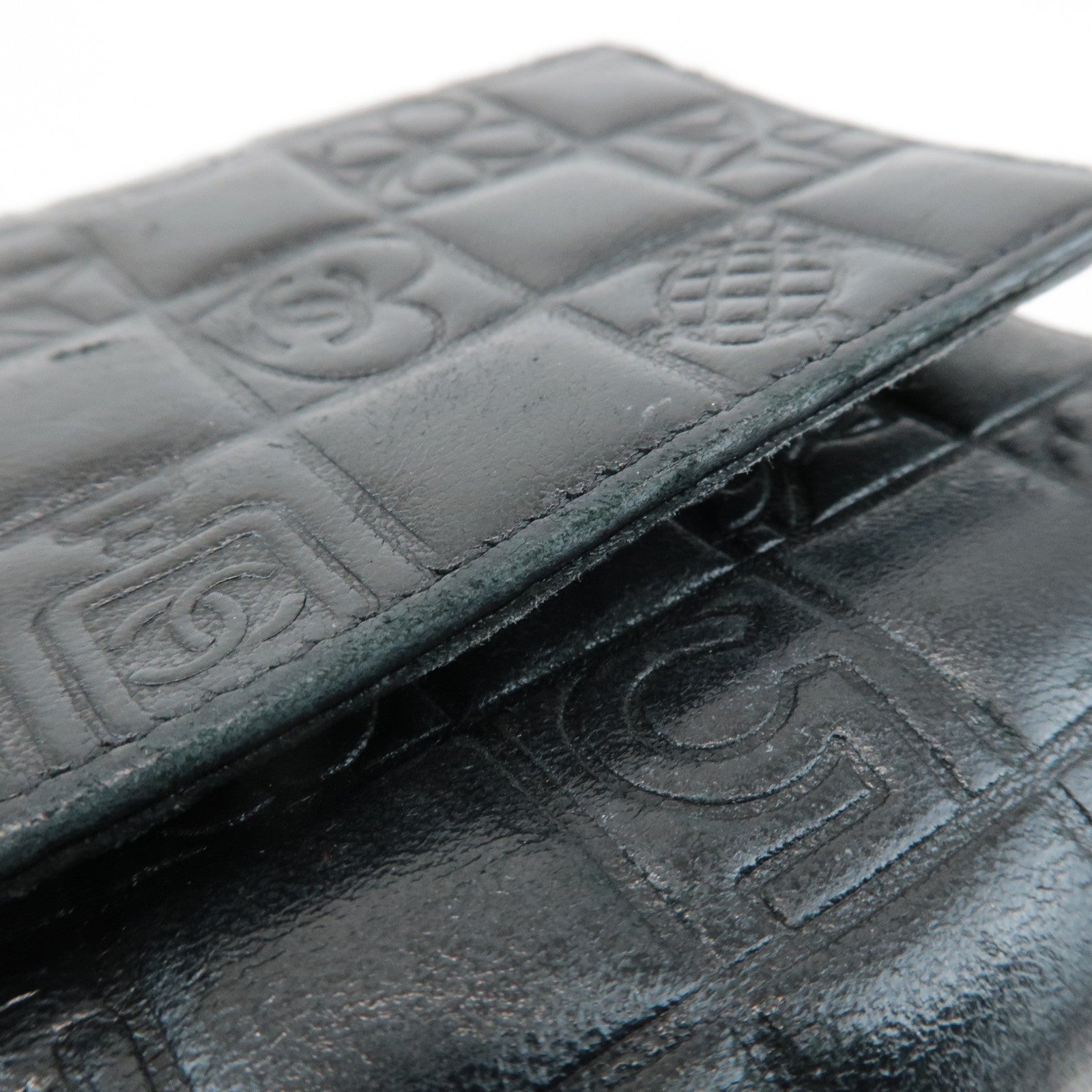 CHANEL COCO Mark Double Hook Compact Wallet Black 9837165 Used