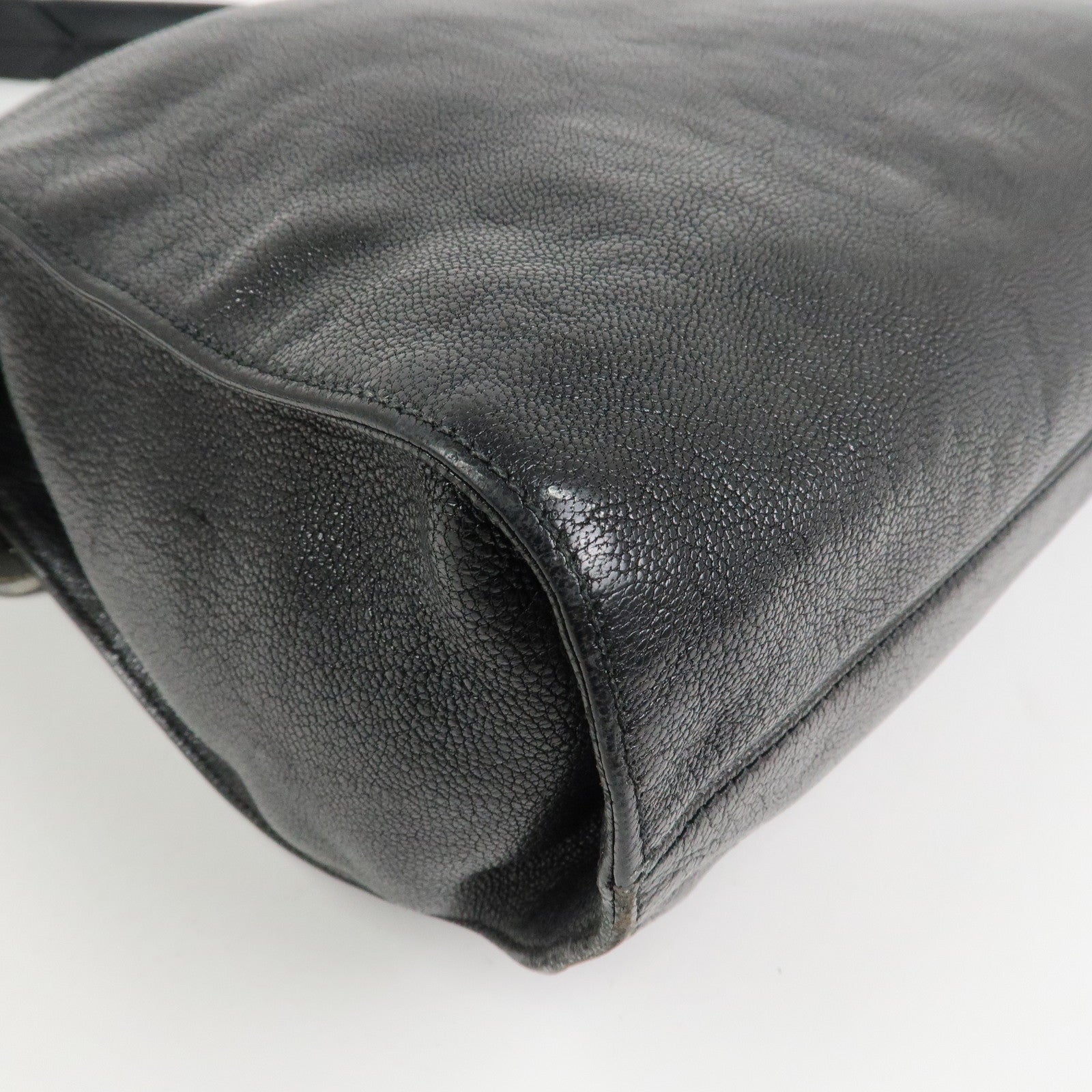 LOEWE Anagram Studs Logo Leather Shoulder Bag Crossbody Bag Black