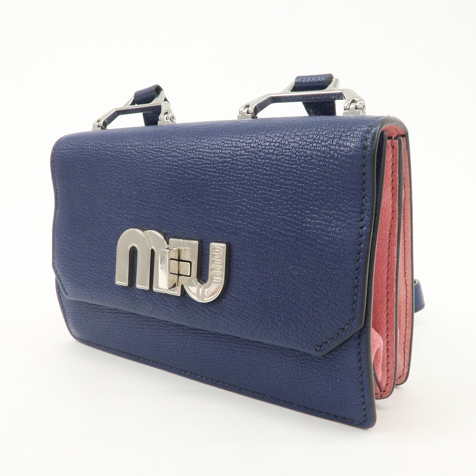 MIU MIU Madras Leather Shoulder Bag Crossbody Bag 5BH087 Used
