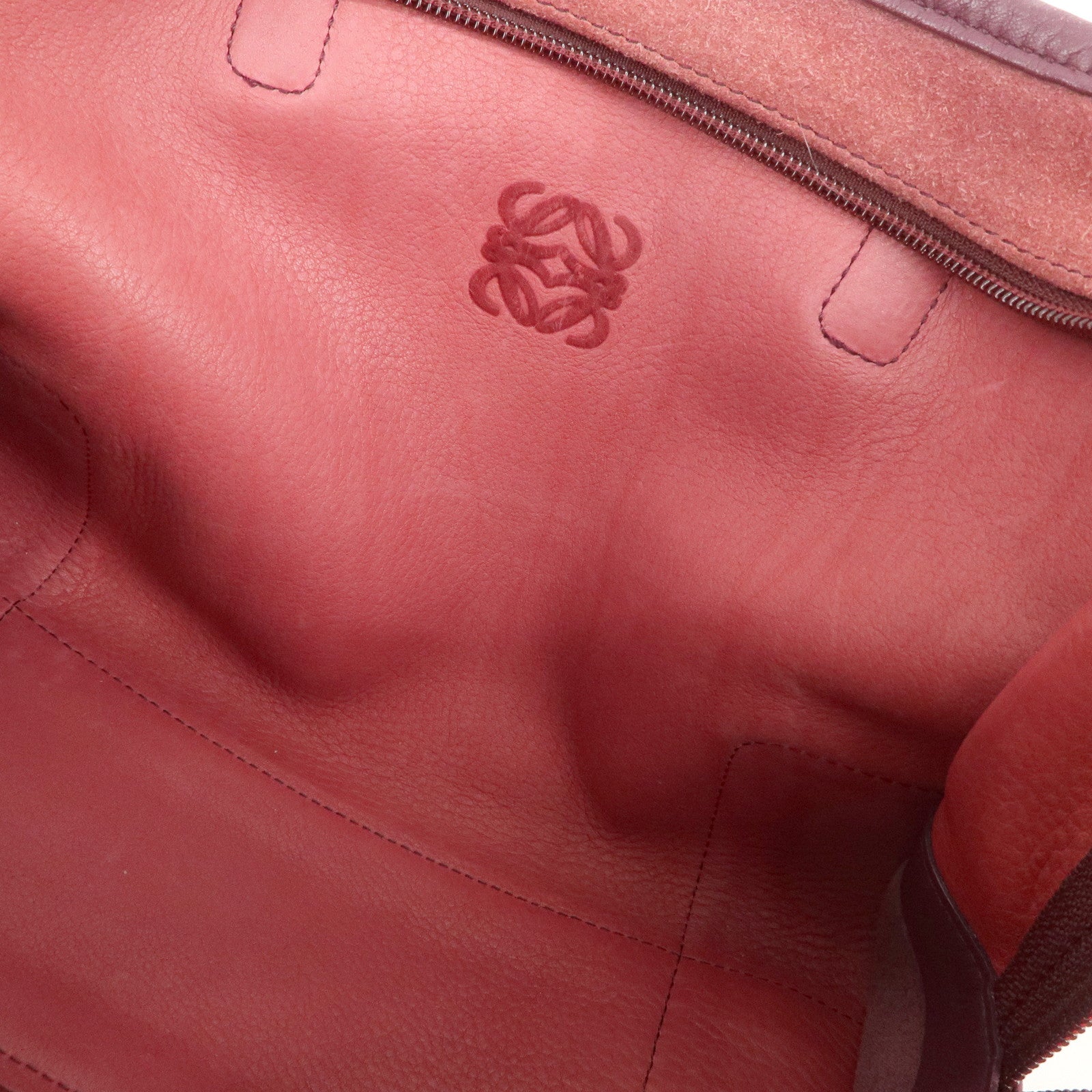 LOEWE Anagram Amazona 28 Suede Leather Hand Bag Pink Purple
