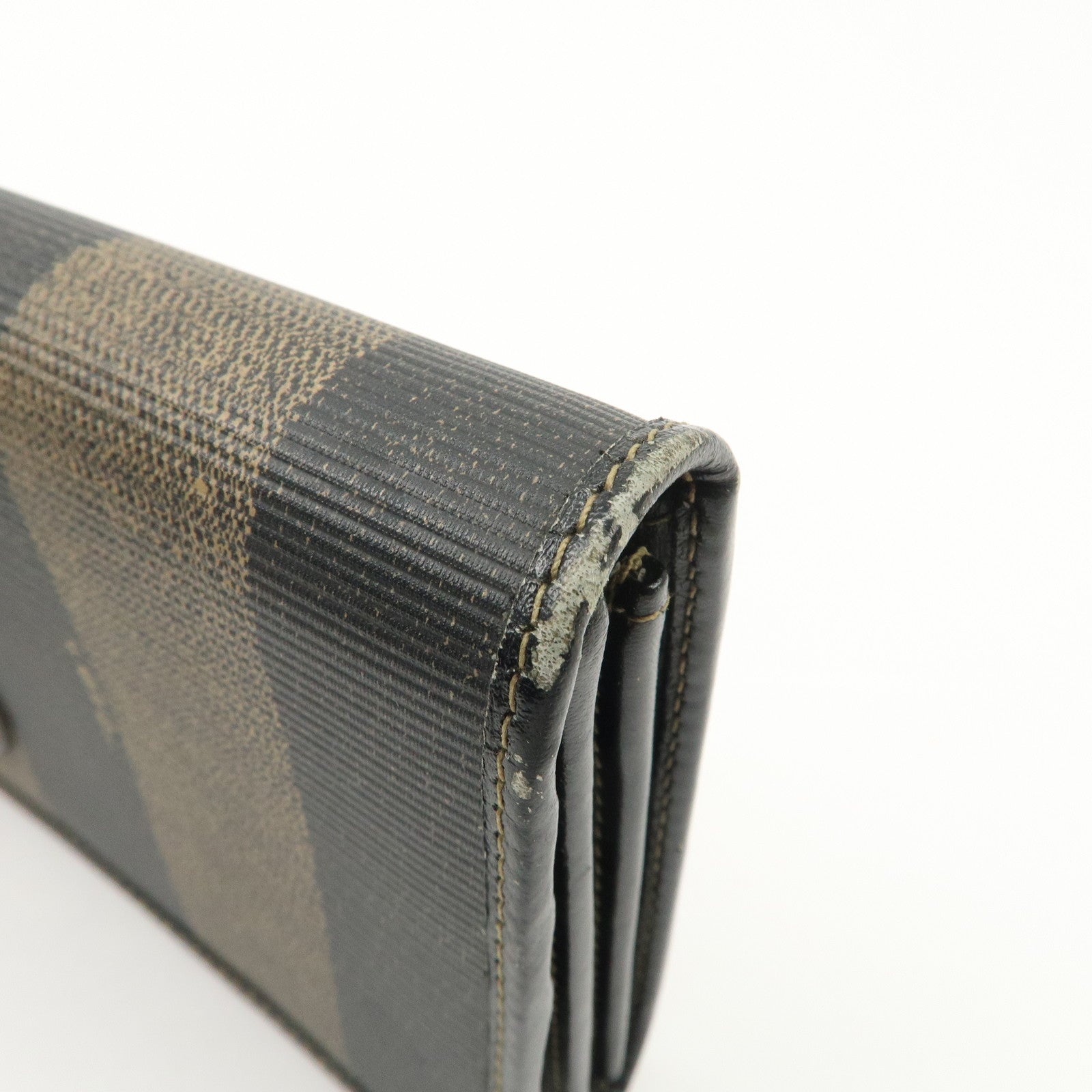 FENDI Set of 2 Pecan Leather PVC Wallet Black Brown 01445-069 30851 Used