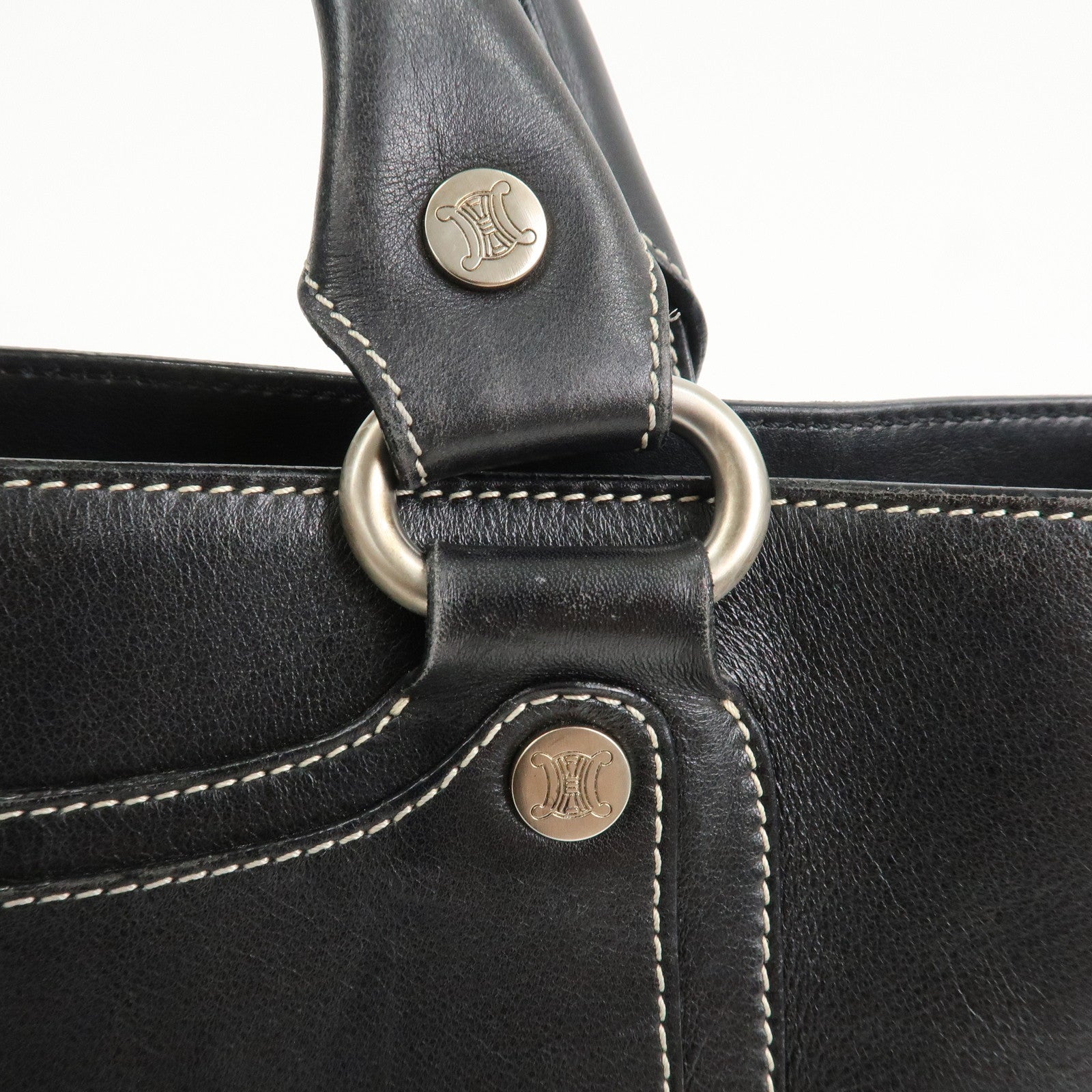 CELINE Boogie Bag Leather Hand Bag Tote Bag Black