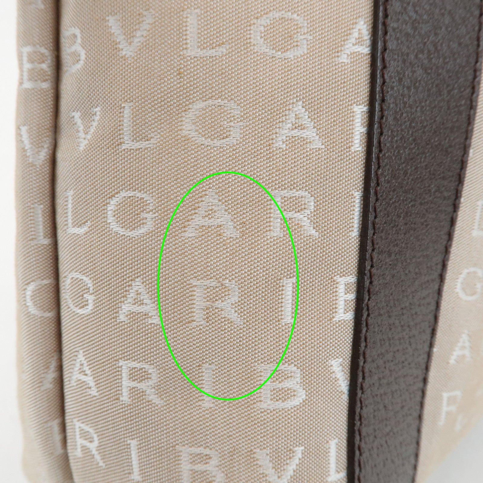 BVLGARI Logomania Canvas Leather Tote Bag Shoulder Bag Beige Dark Brown Used