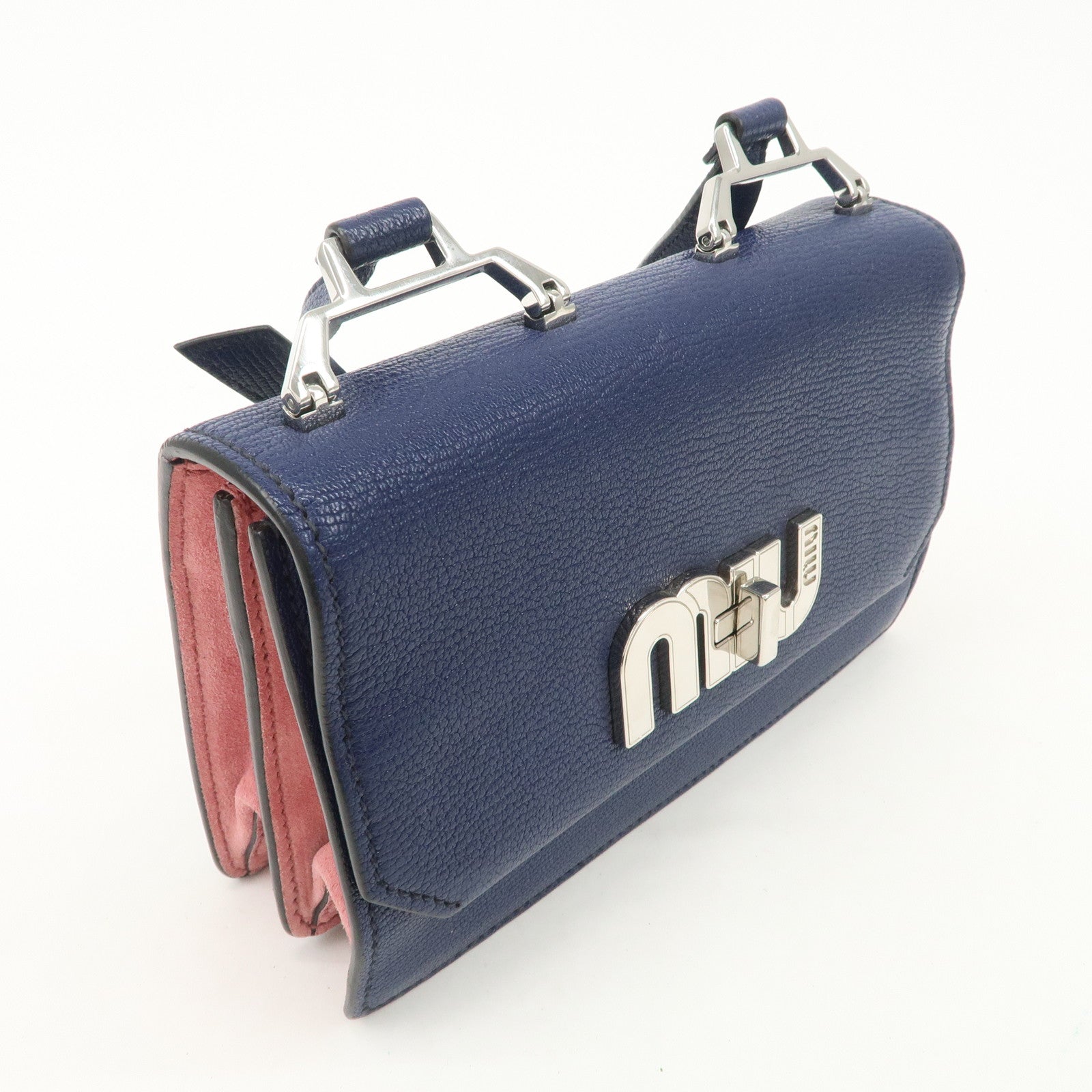 MIU MIU Madras Leather Shoulder Bag Crossbody Bag 5BH087 Used