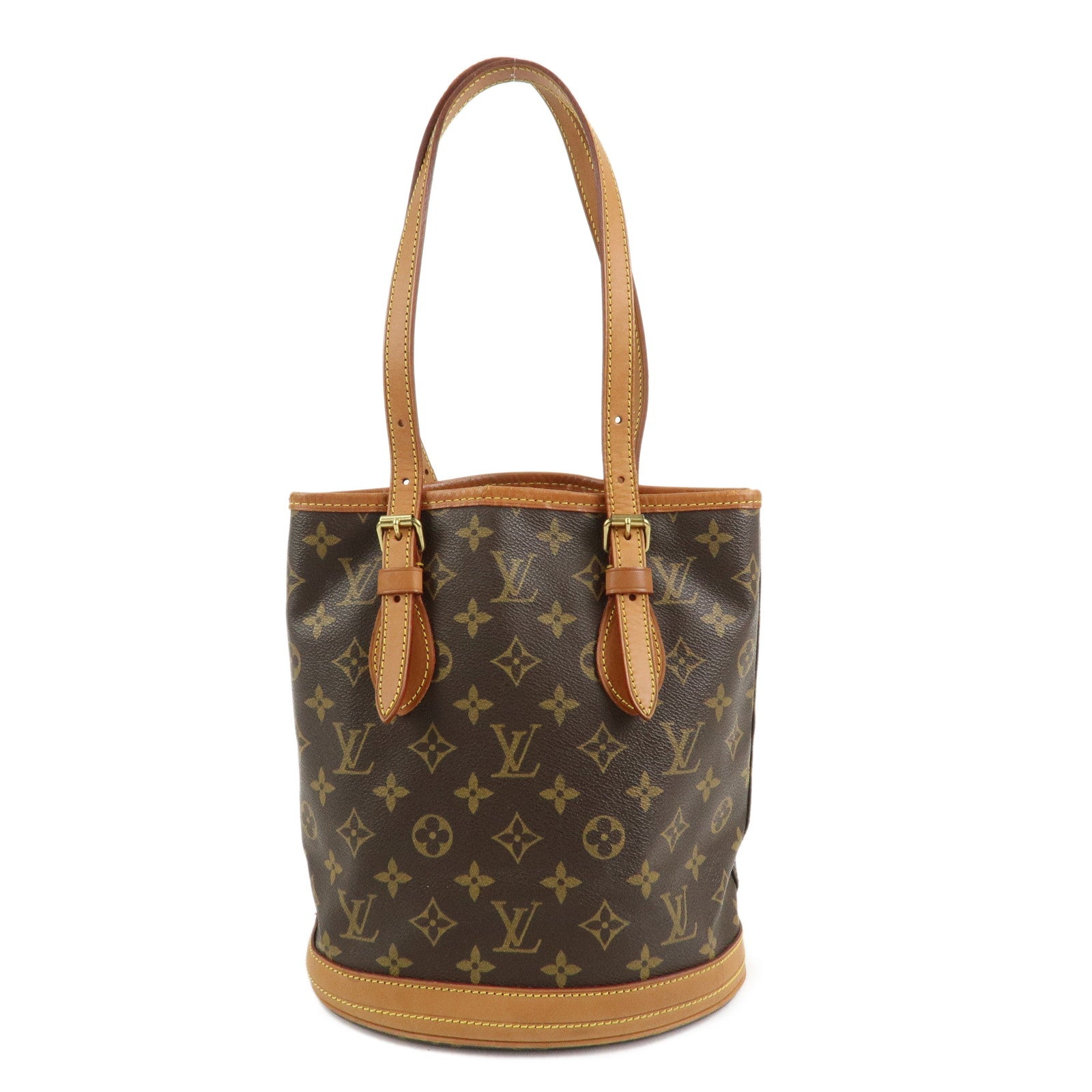Louis Vuitton Monogram Canvas Bucket PM Hand Bag Brown M42238