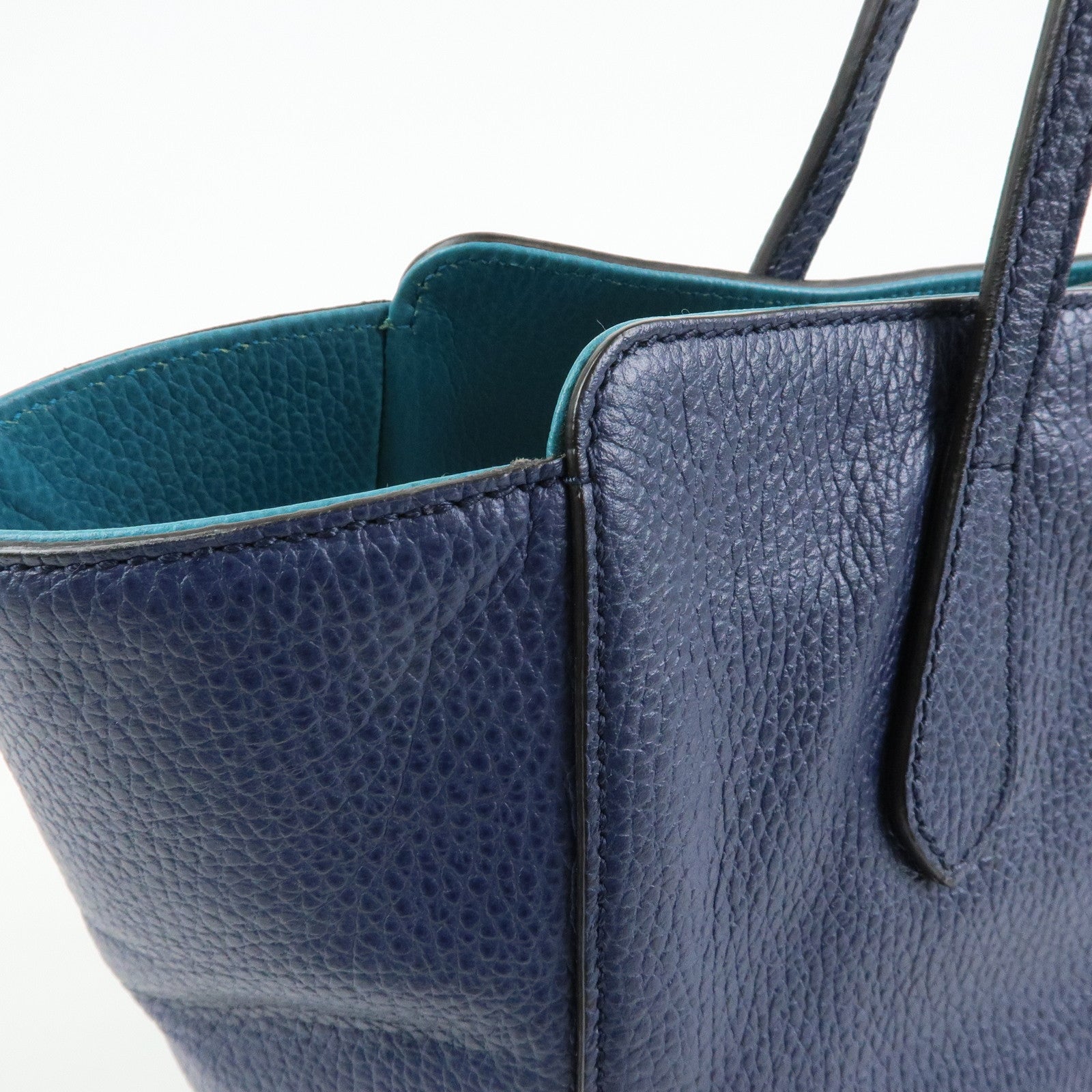 GUCCI Swing Calf Leather Shoulder Bag Tote Bag Blue 354408