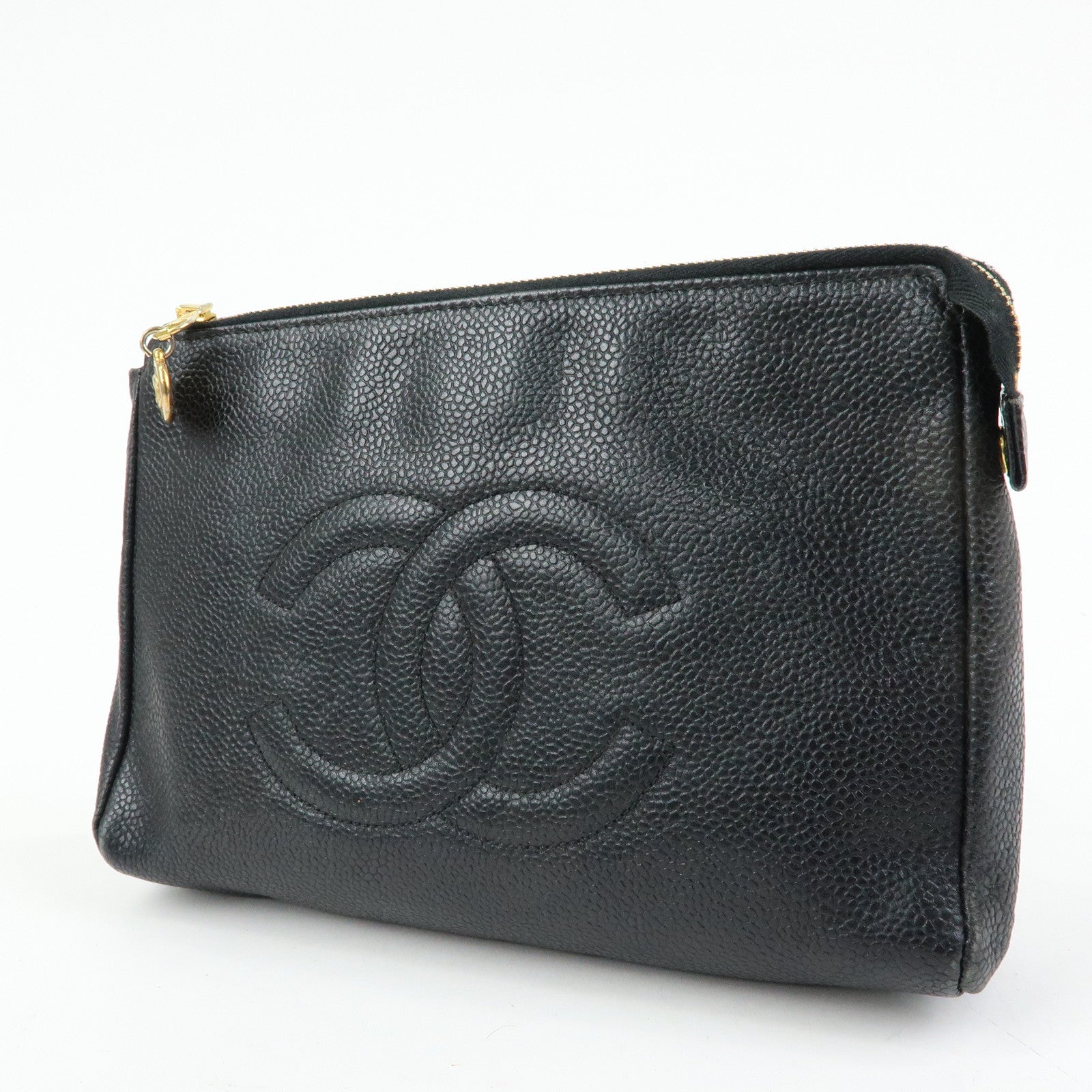 CHANEL COCO Mark Caviar Skin Cosmetic Pouch Makeup Bag Black