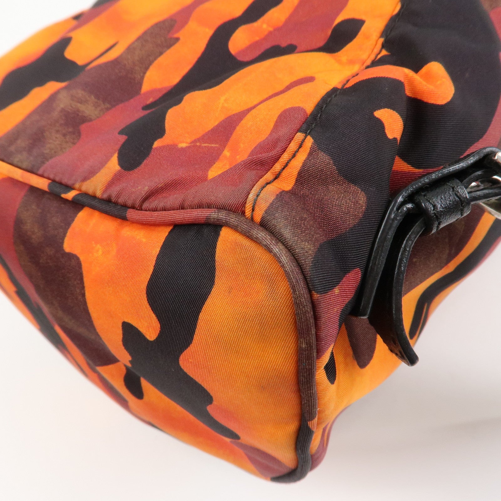 PRADA Triangle Logo Nylon Leather Backpack Camouflage OrangeBZ0032