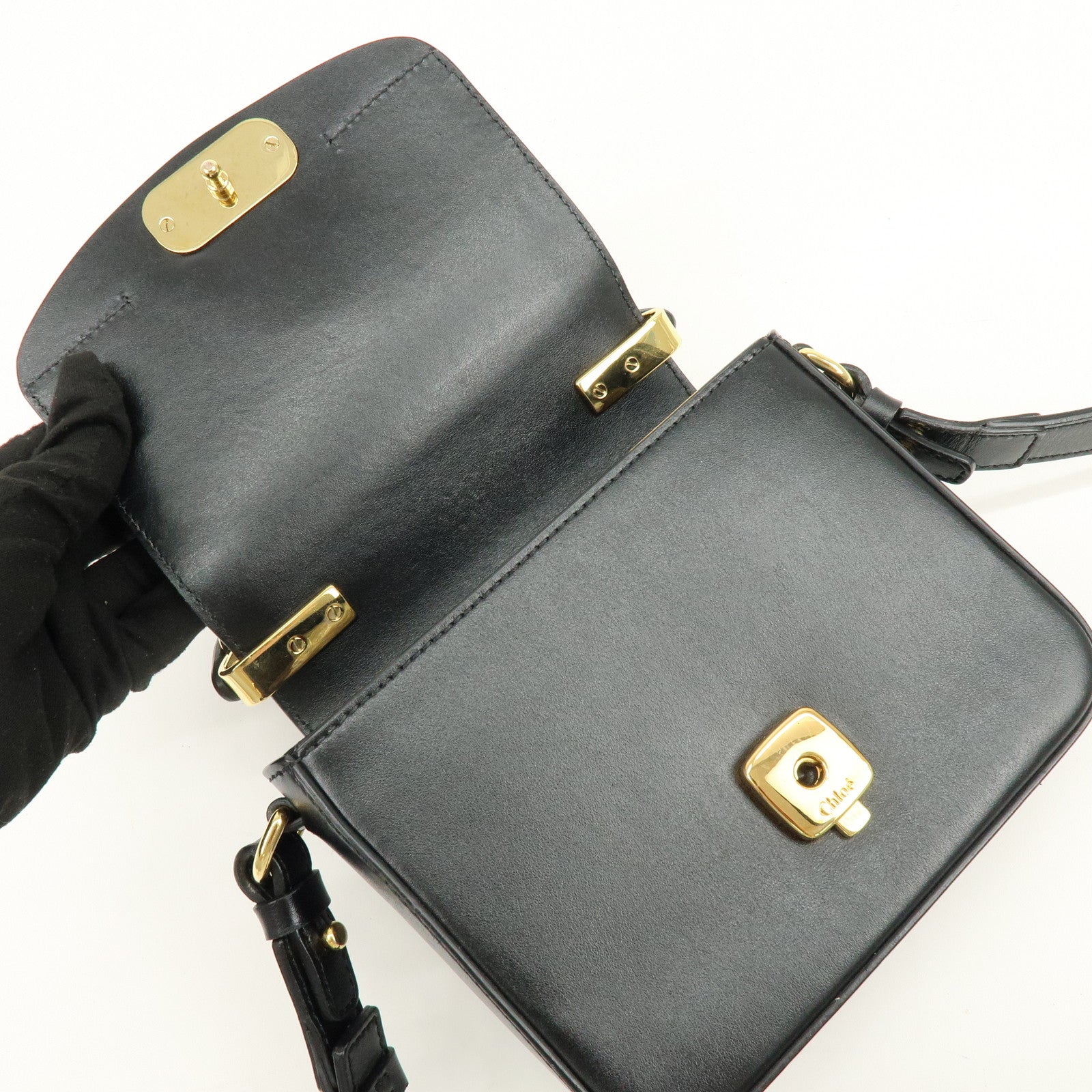 Chloe See By Chloe Leather 2Way Bag Shoulder Bag Hand Bag Black