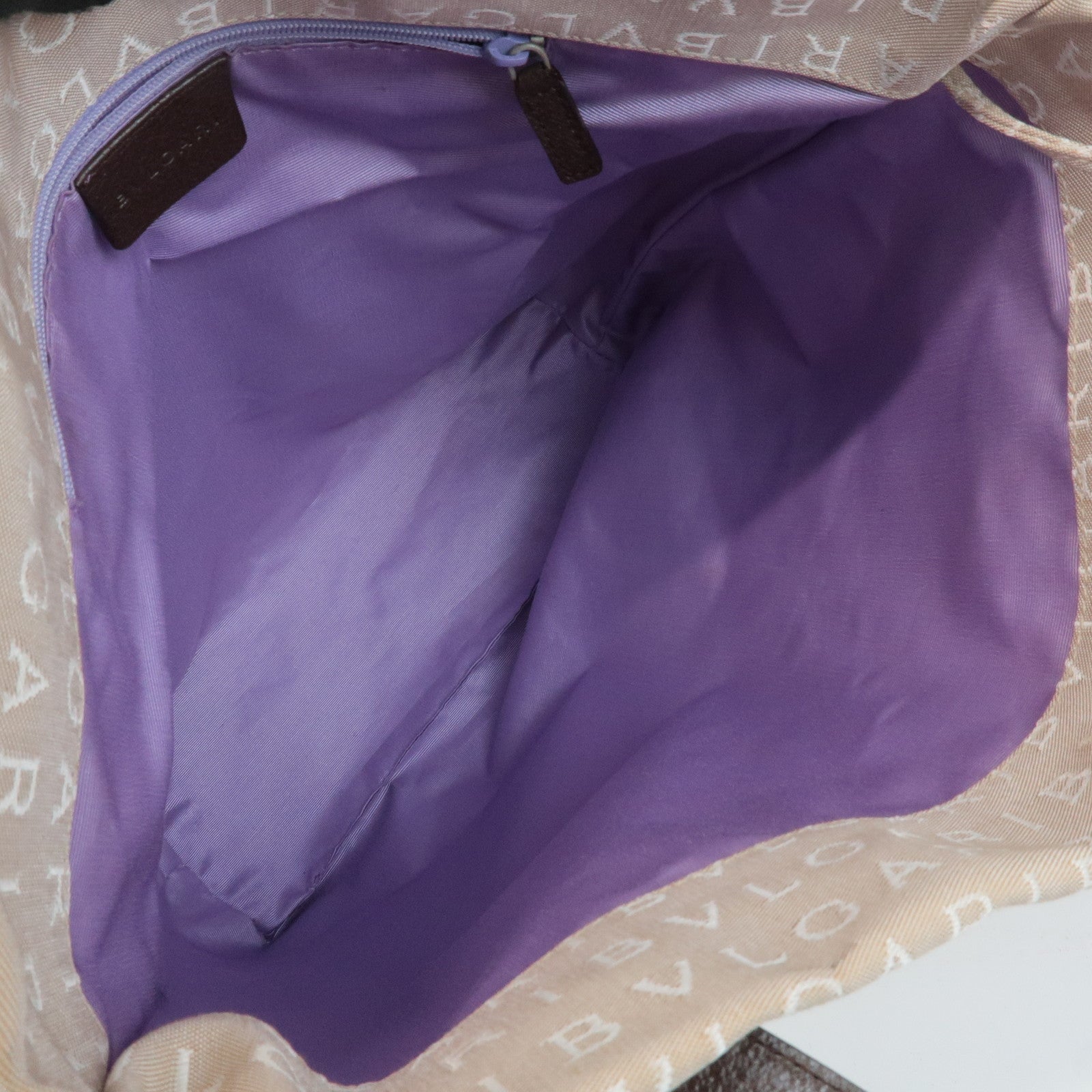 BVLGARI Logomania Canvas Leather Tote Bag Shoulder Bag Beige Dark Brown Used