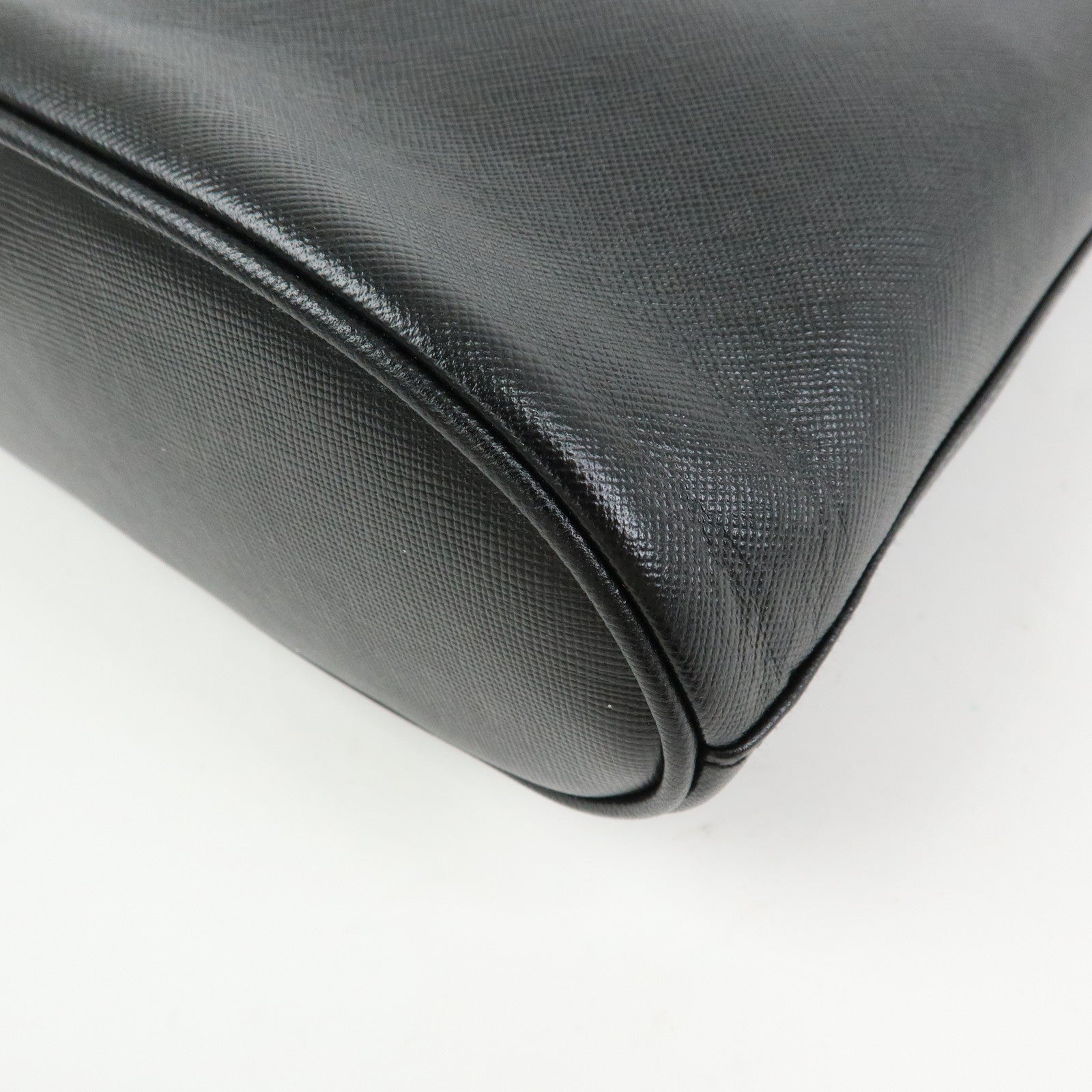 Ferragamo Gancini Leather Tote Bag Hand Bag Bucket Bag Black