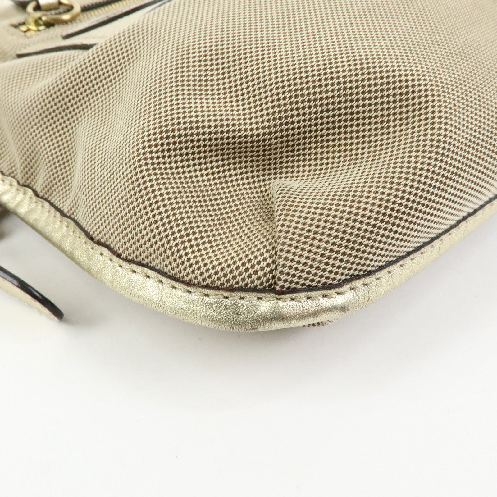 Chloe Harley Canvas Leather Shoulder Bag Crossbody Bag Beige Gold