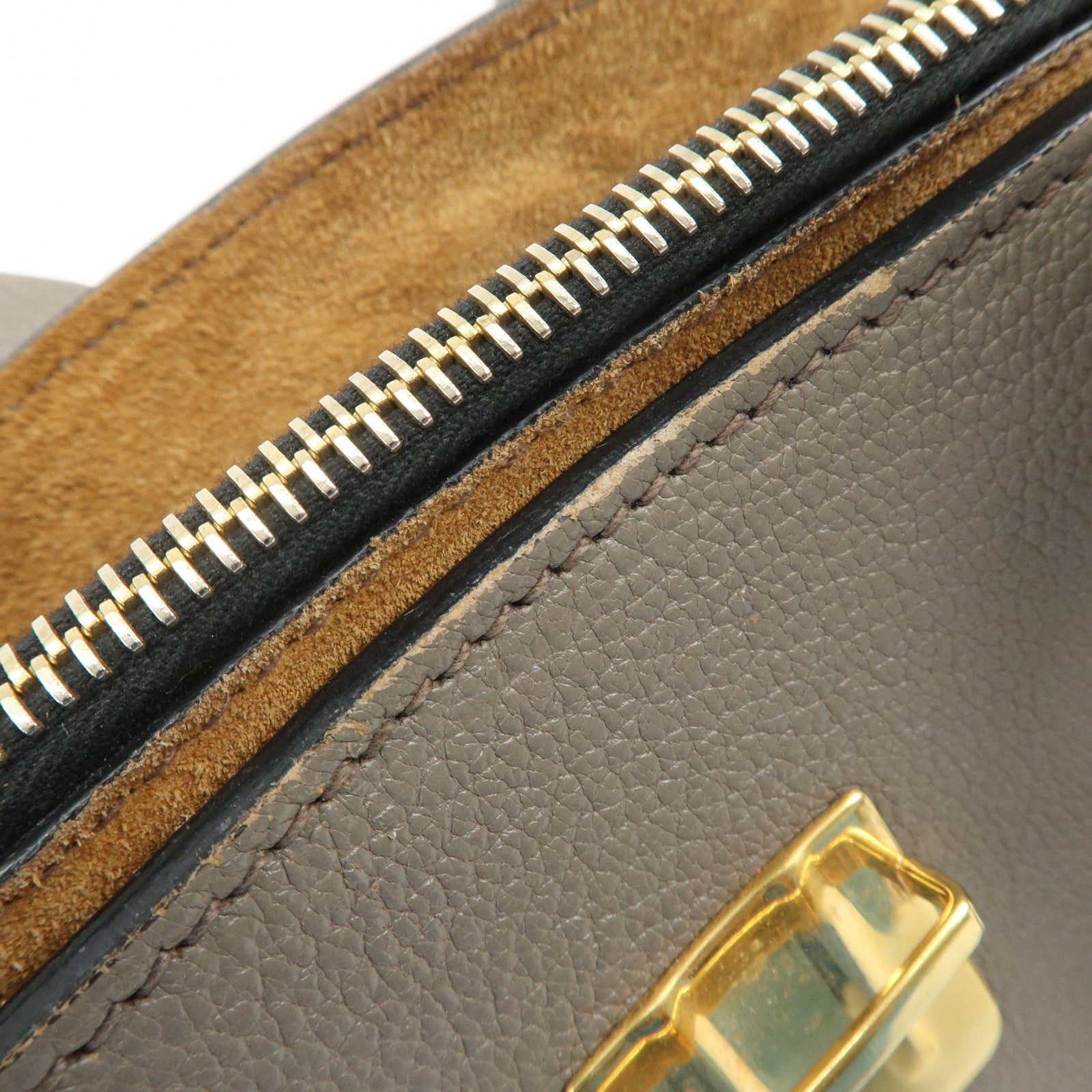 MIU MIU Logo Leather 2Way Bag Hand Bag Shoulder Bag Gray RN1104