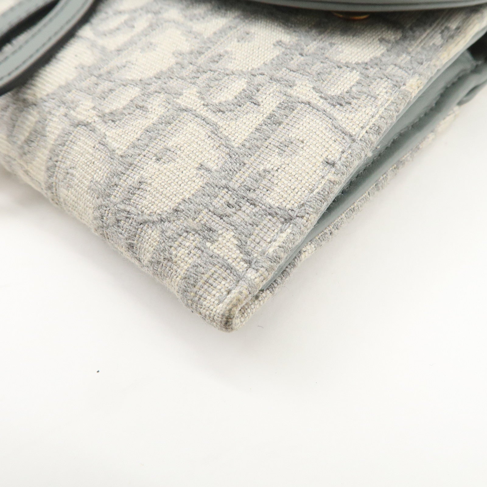Christian Dior Oblique Jacquard Calf Leather Chain Wallet Gray WOC