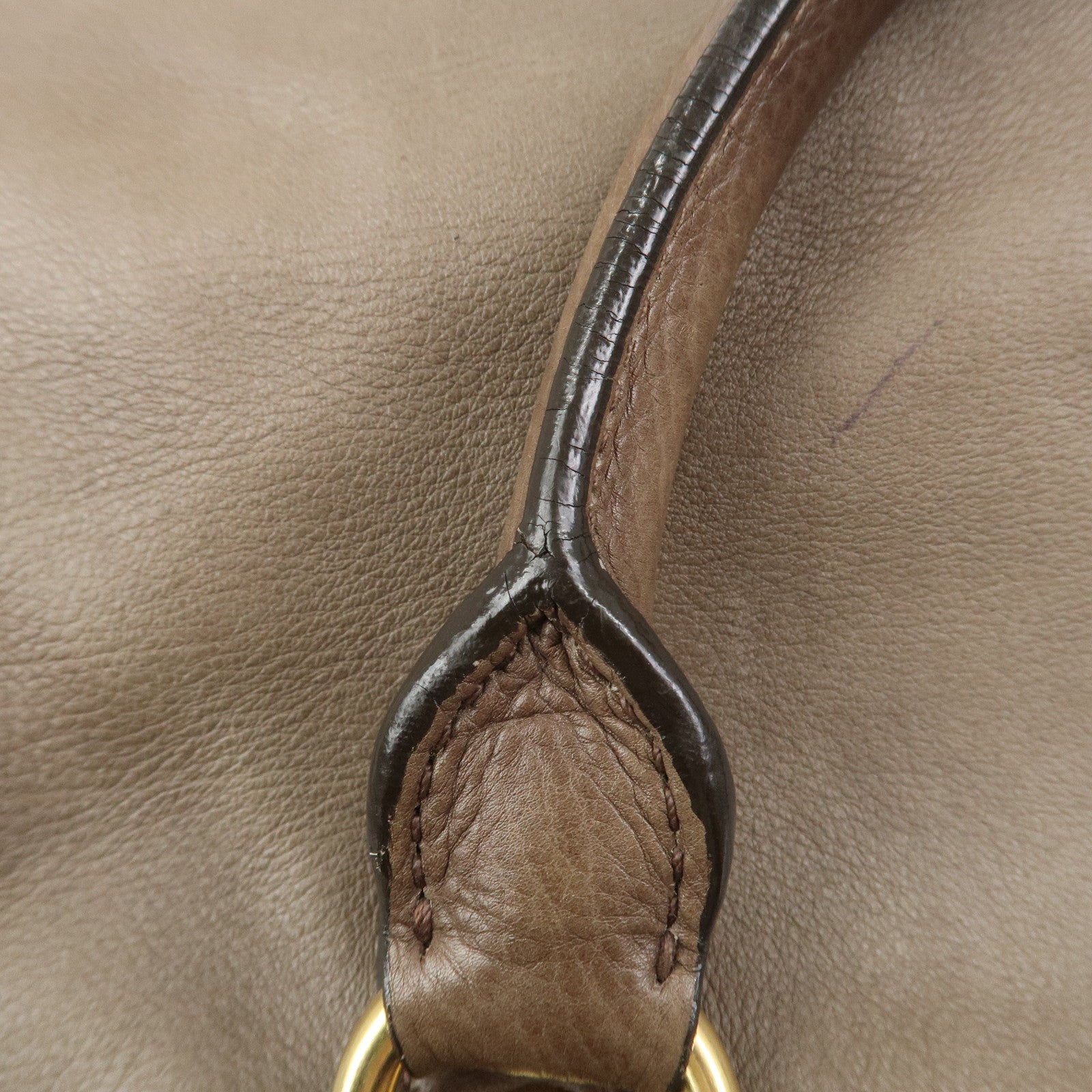 MIU MIU Logo Leather 2Way Bag Hand Bag Boston Bag Brown