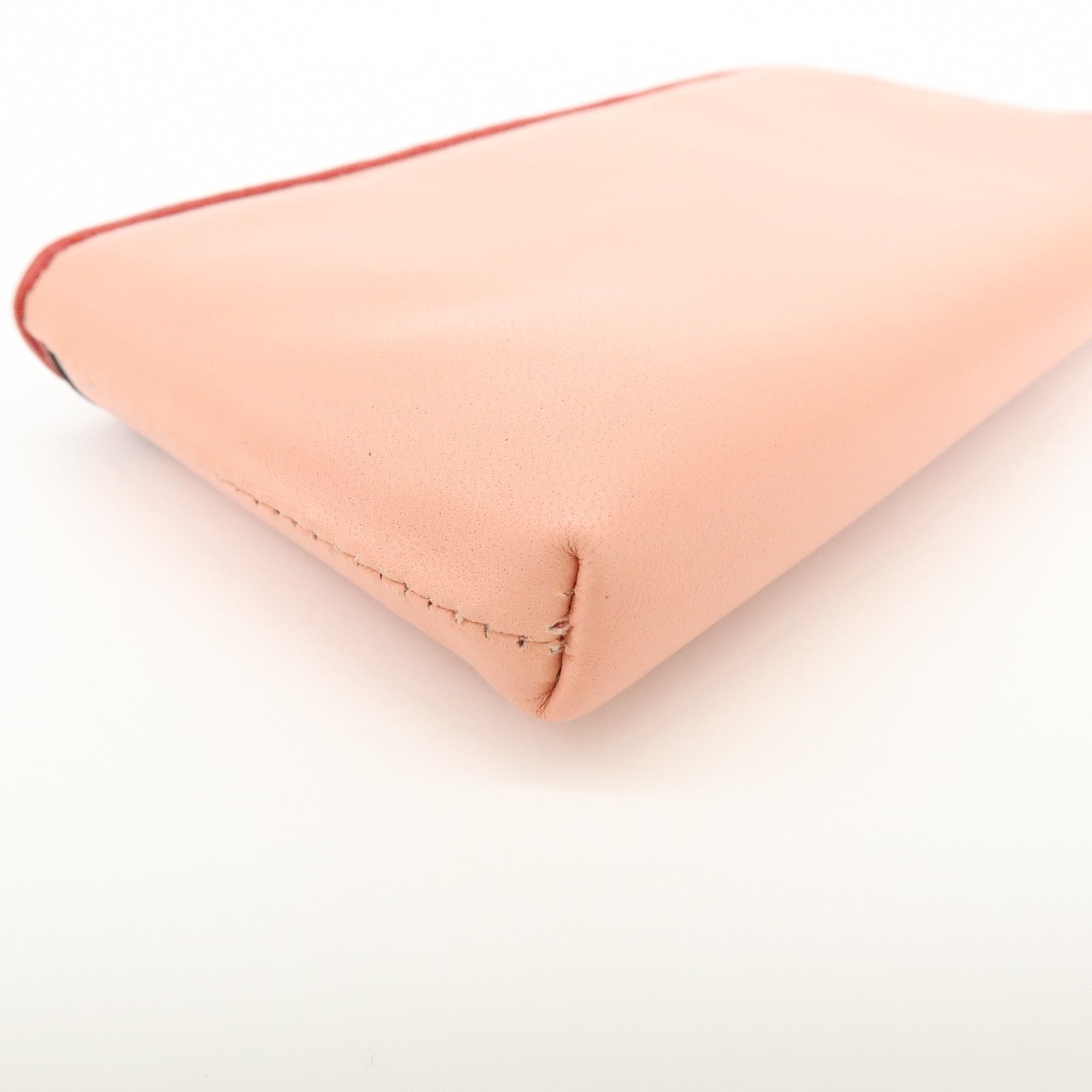 MIU MIU Lamb Skin Leather Zippy Pouch Rose Pink Red