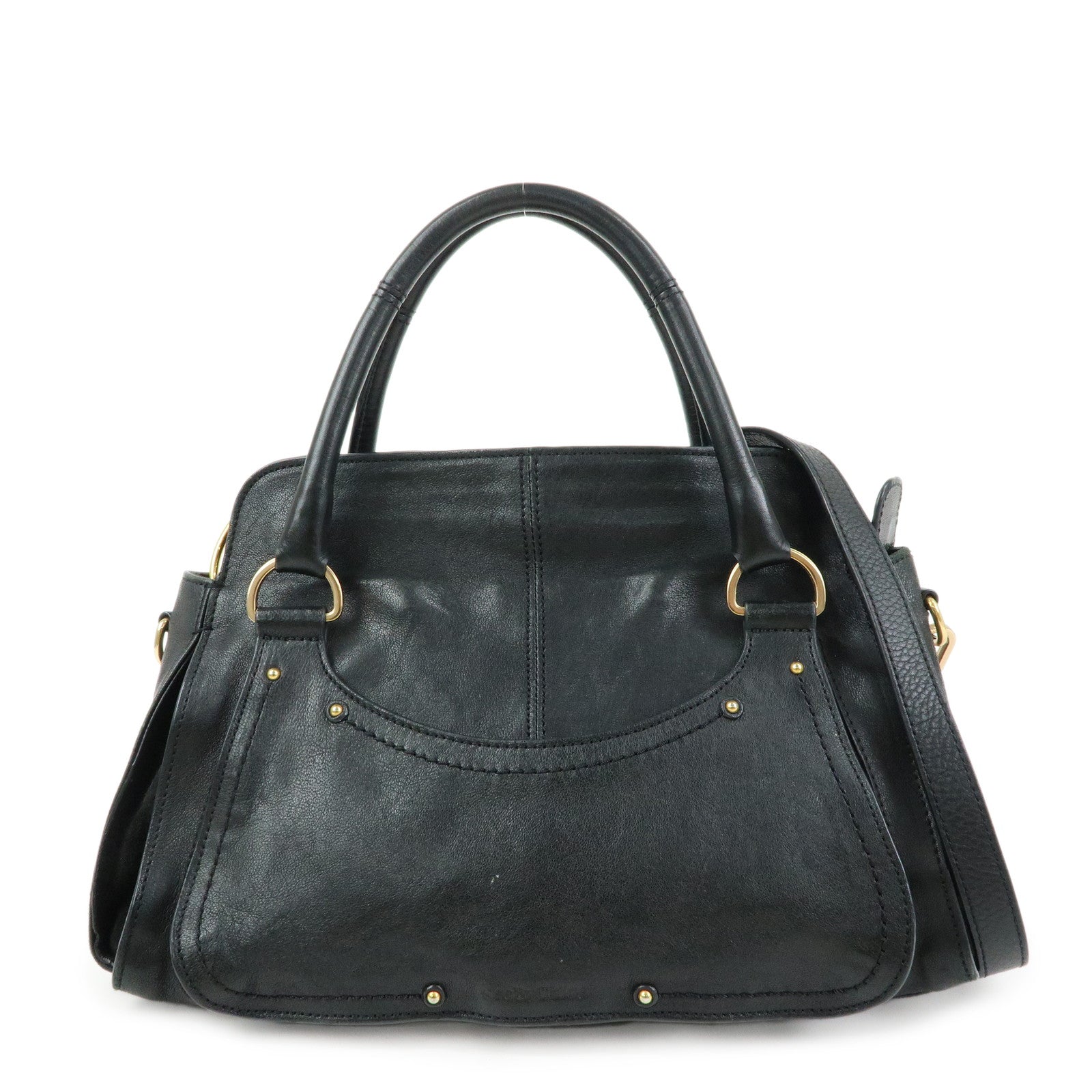 Chloe See by Cloe Leather 2Way Bag Shoulder Bag Hand Bag Black