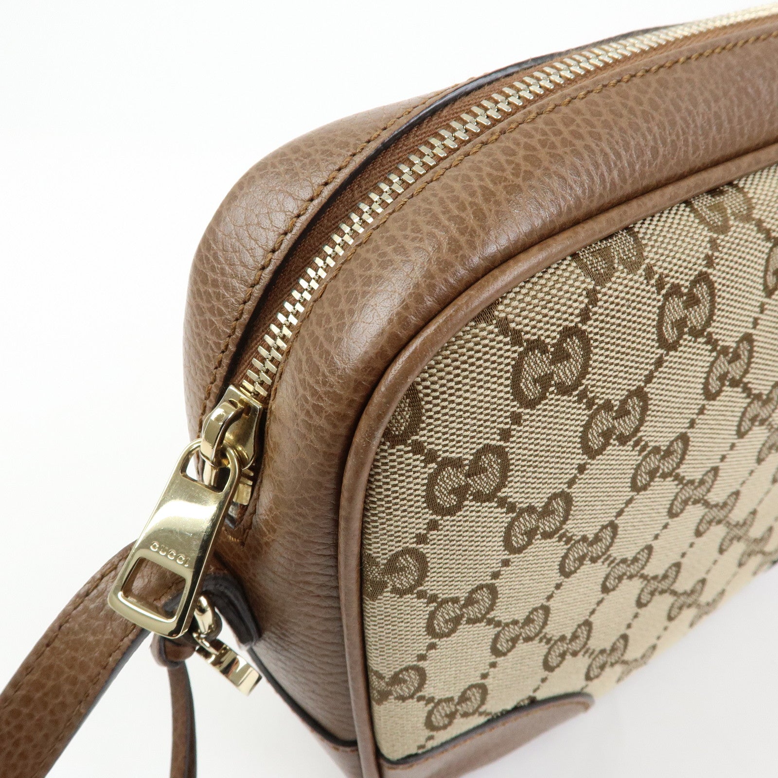 GUCCI Interlocking G Canvas Leather Shoulder Crossbody Bag 449413