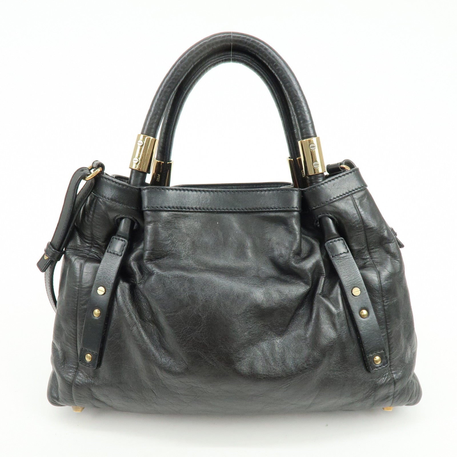 Chloe Victoria Leather 2Way Bag Shoulder Bag Black