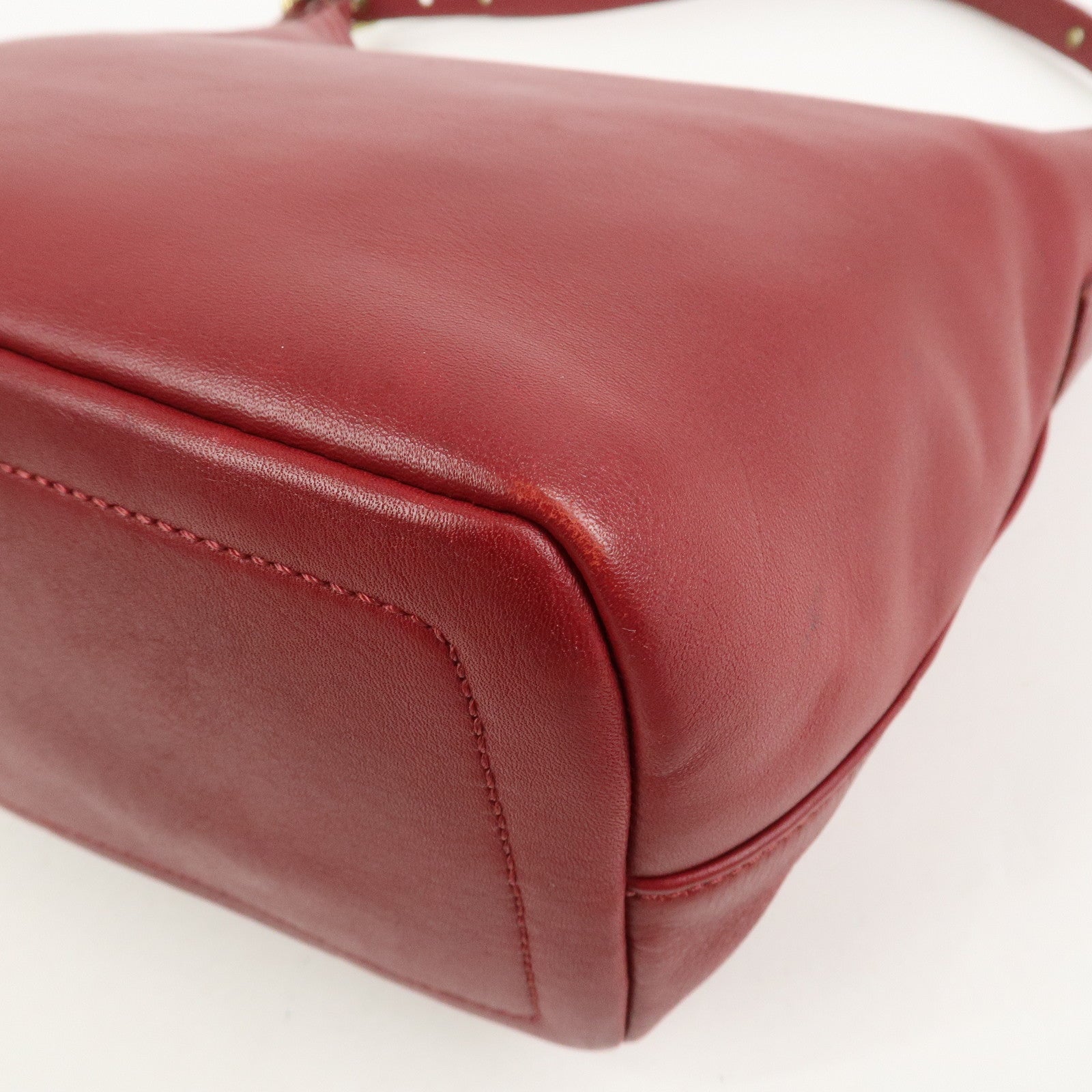 COACH Leather Shoulder Bag Hand Bag Red