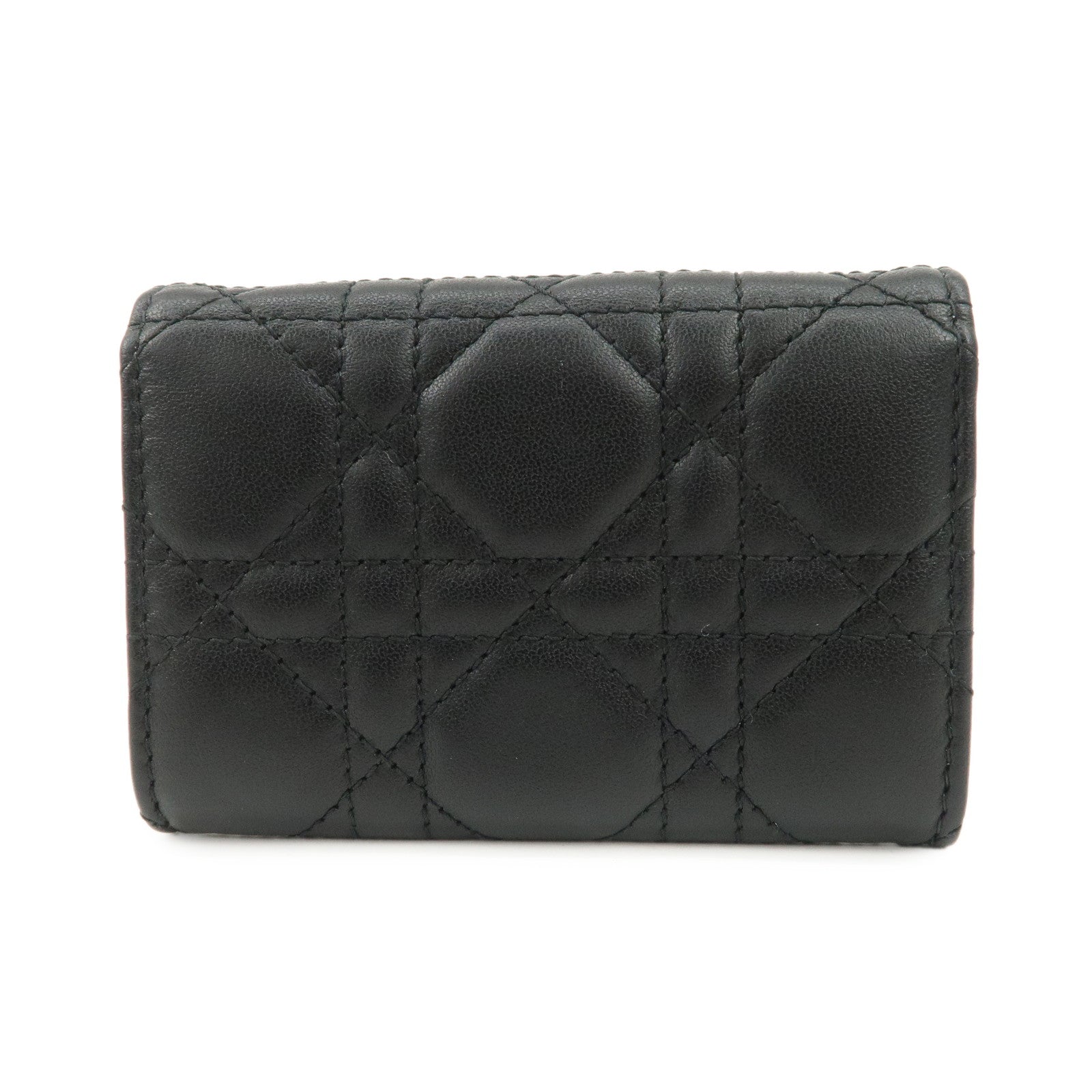 Christian Dior Cannage Leather Compact Wallet Black