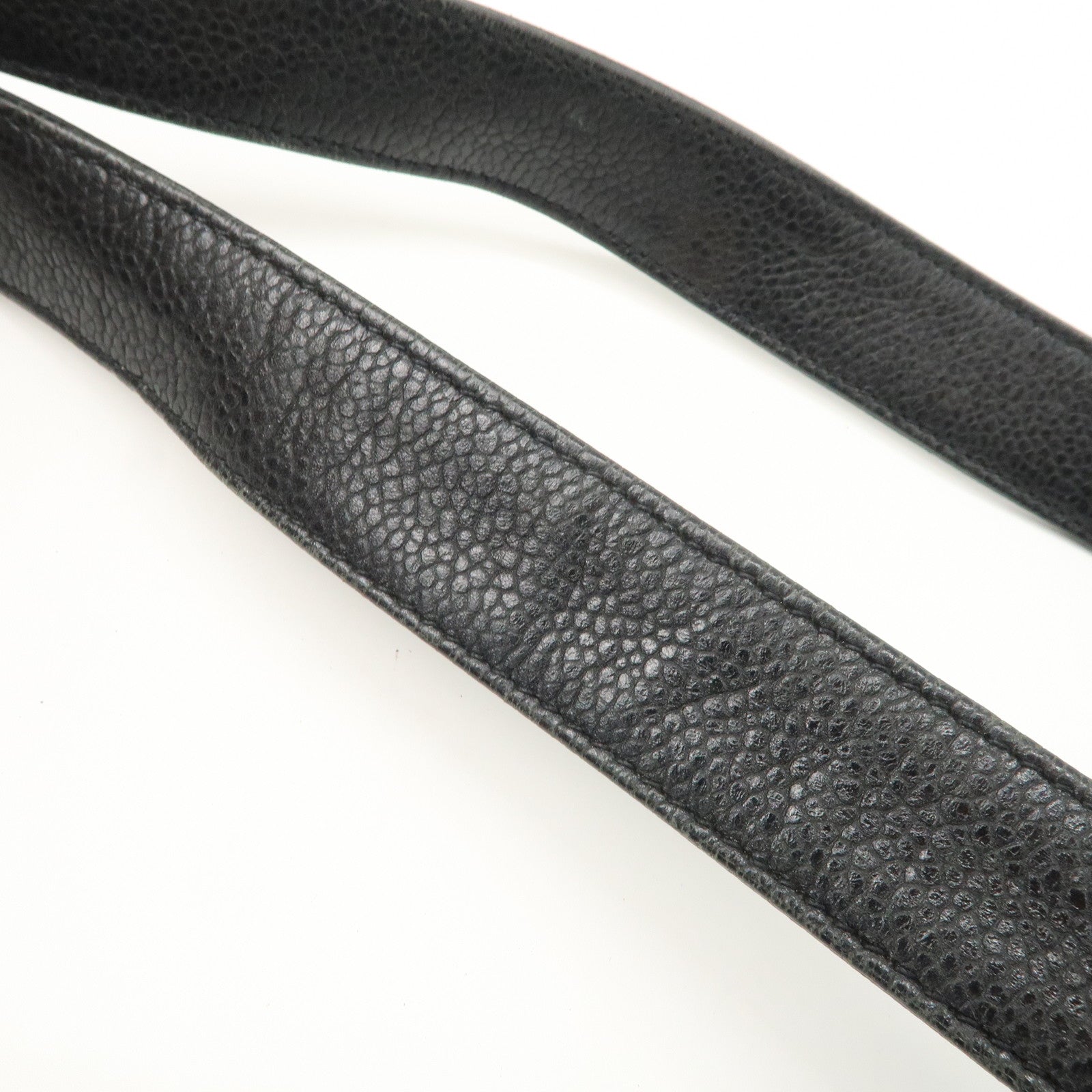 CHANEL Triple COCO Mark Caviarskin Shoulder Bag Black Gold HDW Used