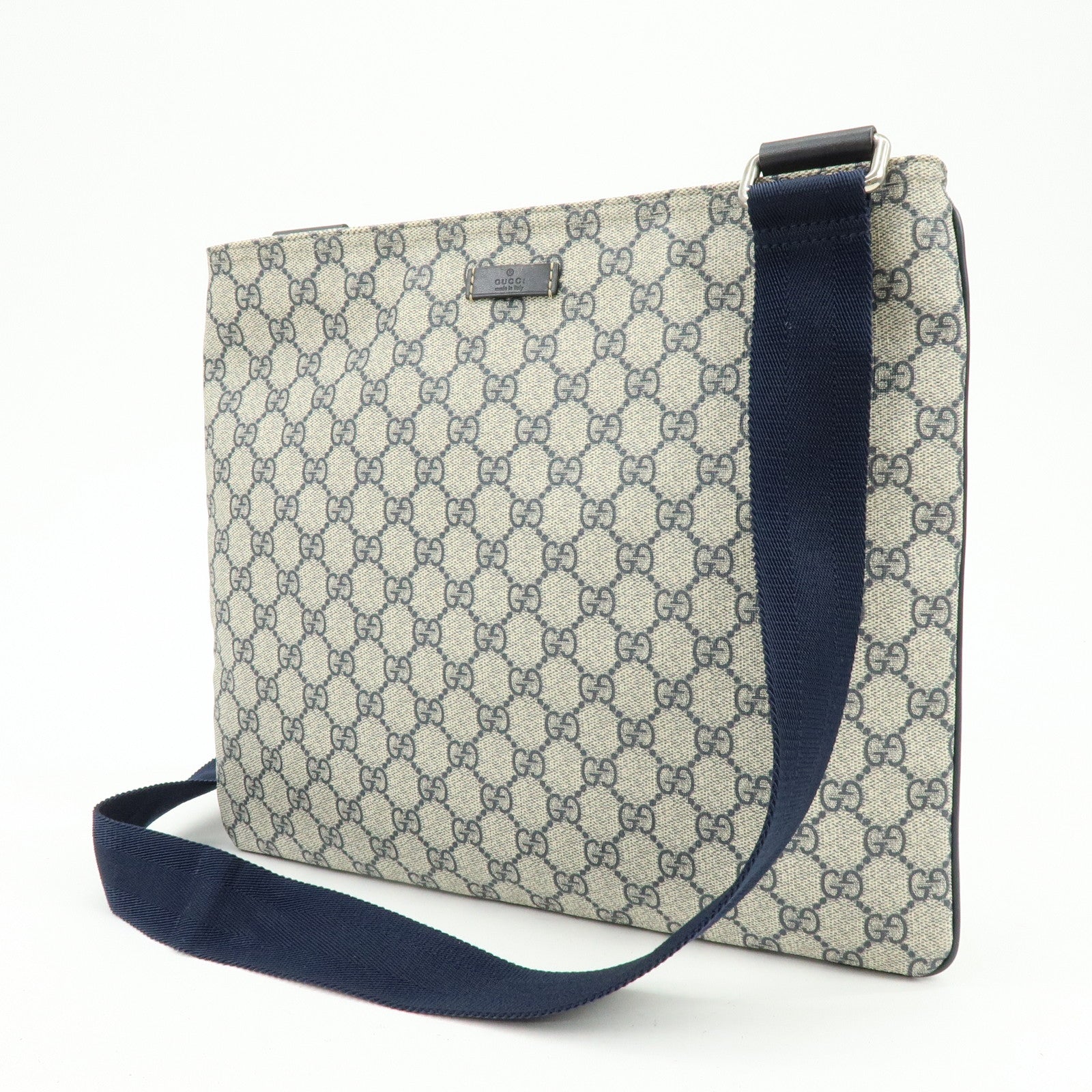 GUCCI GG Supreme Shoulder Bag Crossbody Bag Gray Navy Beige 201446