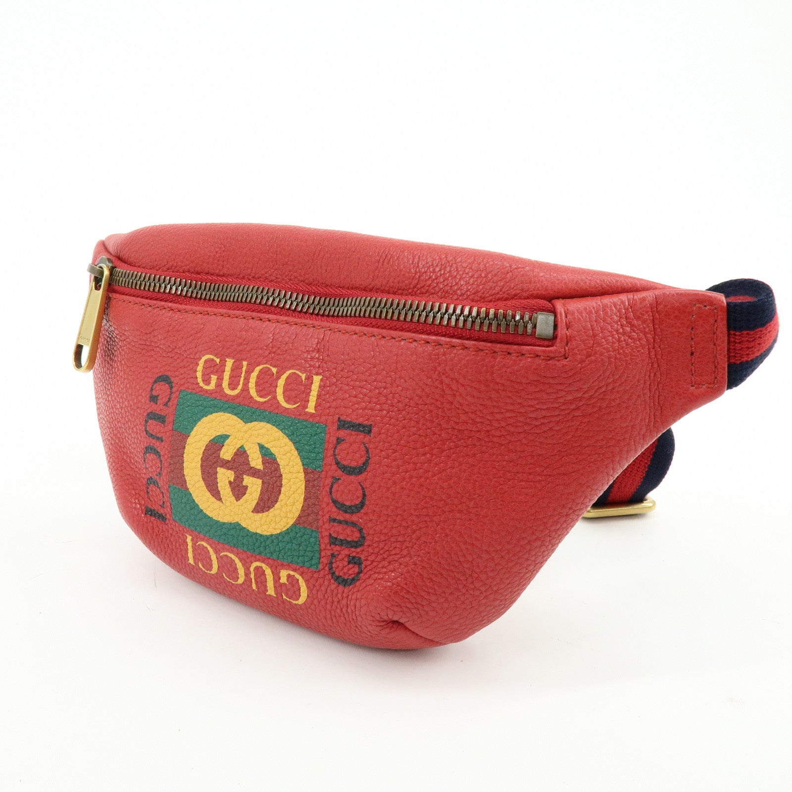 GUCCI Sherry Leather Waist Pouch Body Bag Red 527792