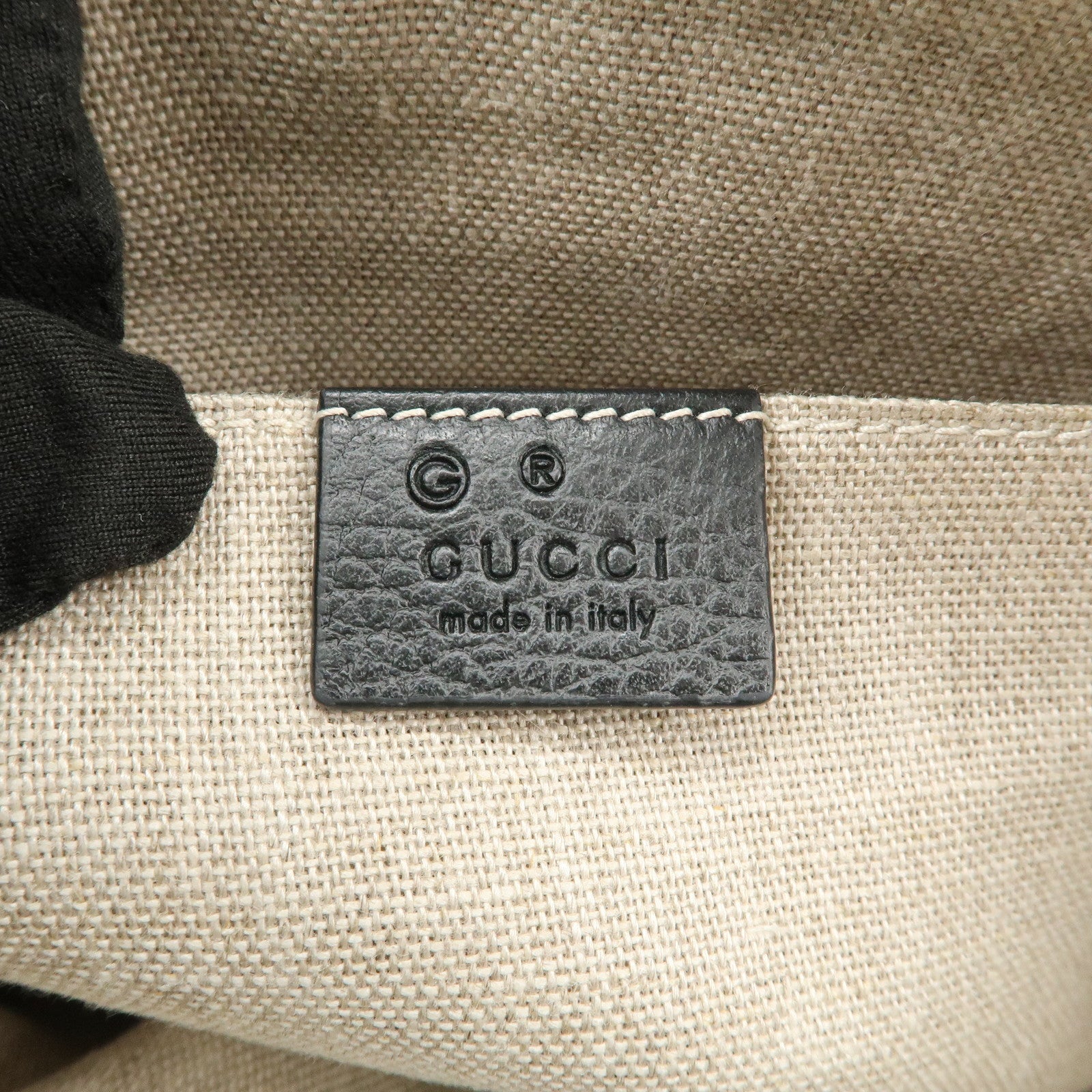 GUCCI Bamboo Leather Clutch Bag Second Bag Black 449653 Used