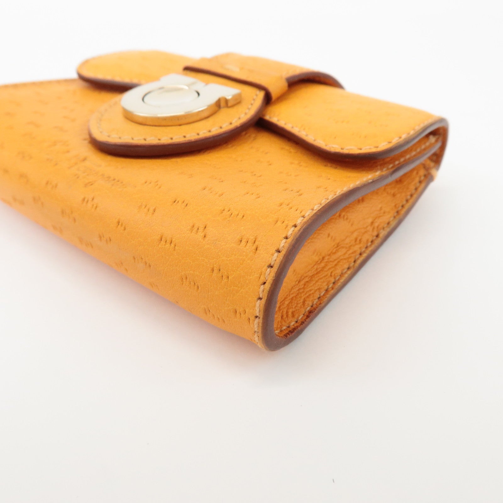 Ferragamo Gancini Leather Coin Case Coin Purse Key Case Orange