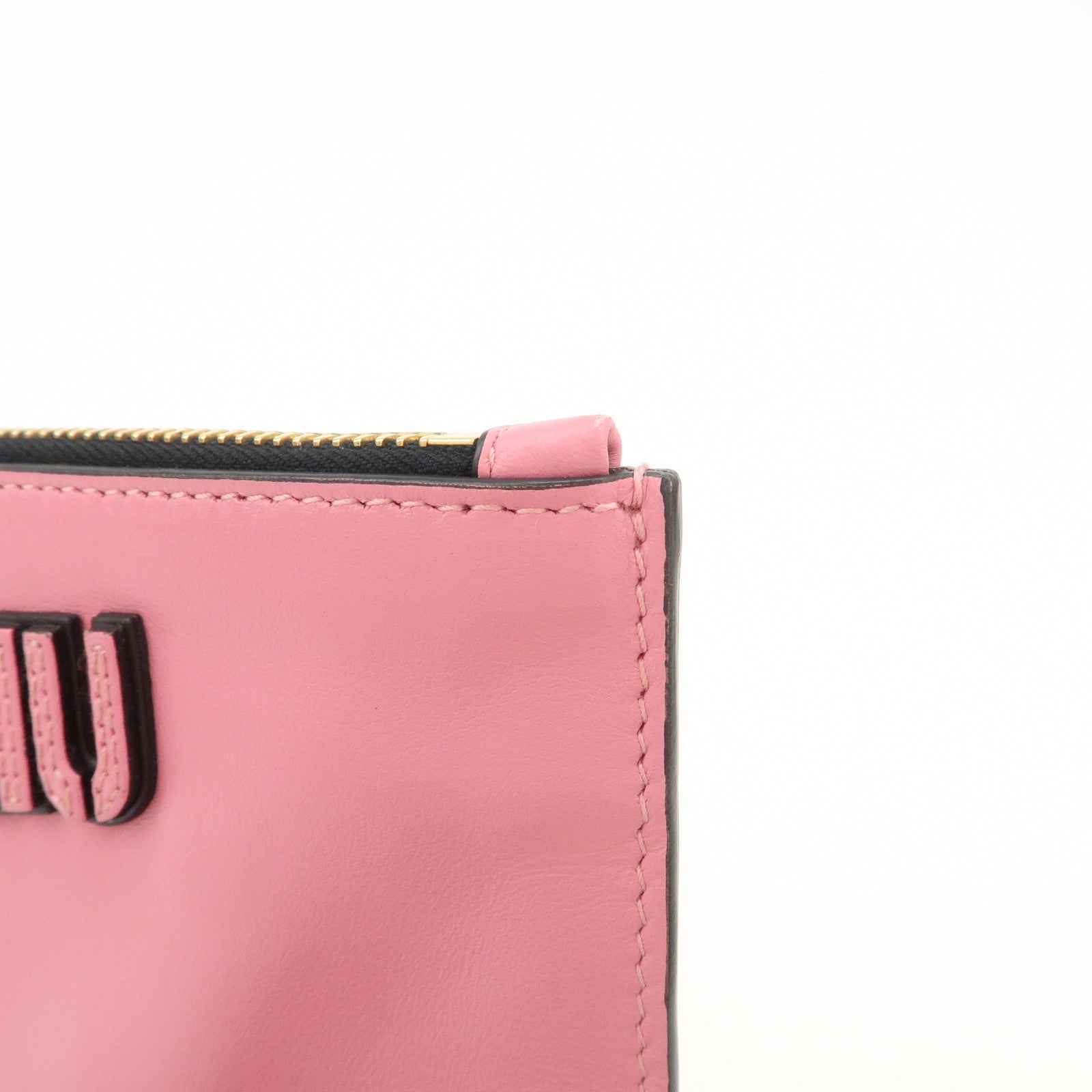 MIUMIU Logo Leather Clutch Bag Pouch Pink 5N1890