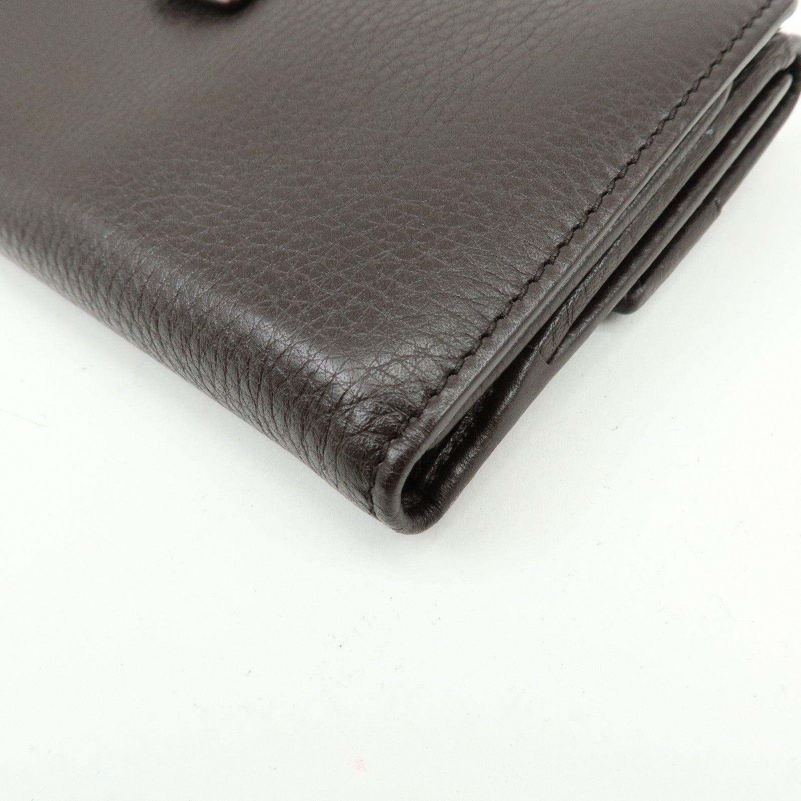 GUCCI Interlocking G Sherry Leather Long Wallet Dark Brown 29535