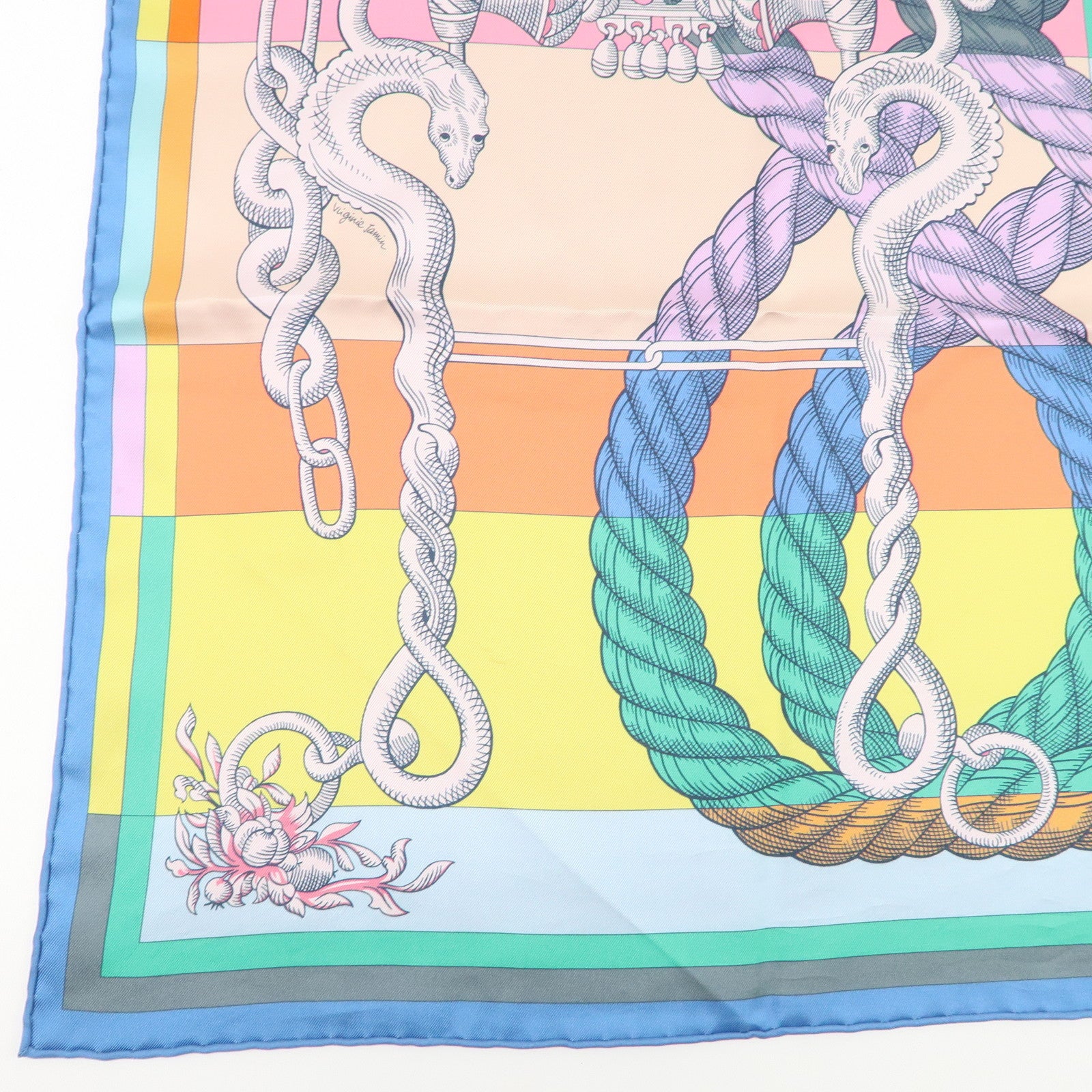 HERMES Carre 90 Silk 100% Scarf DELLA CAVALLERIA Multicolor