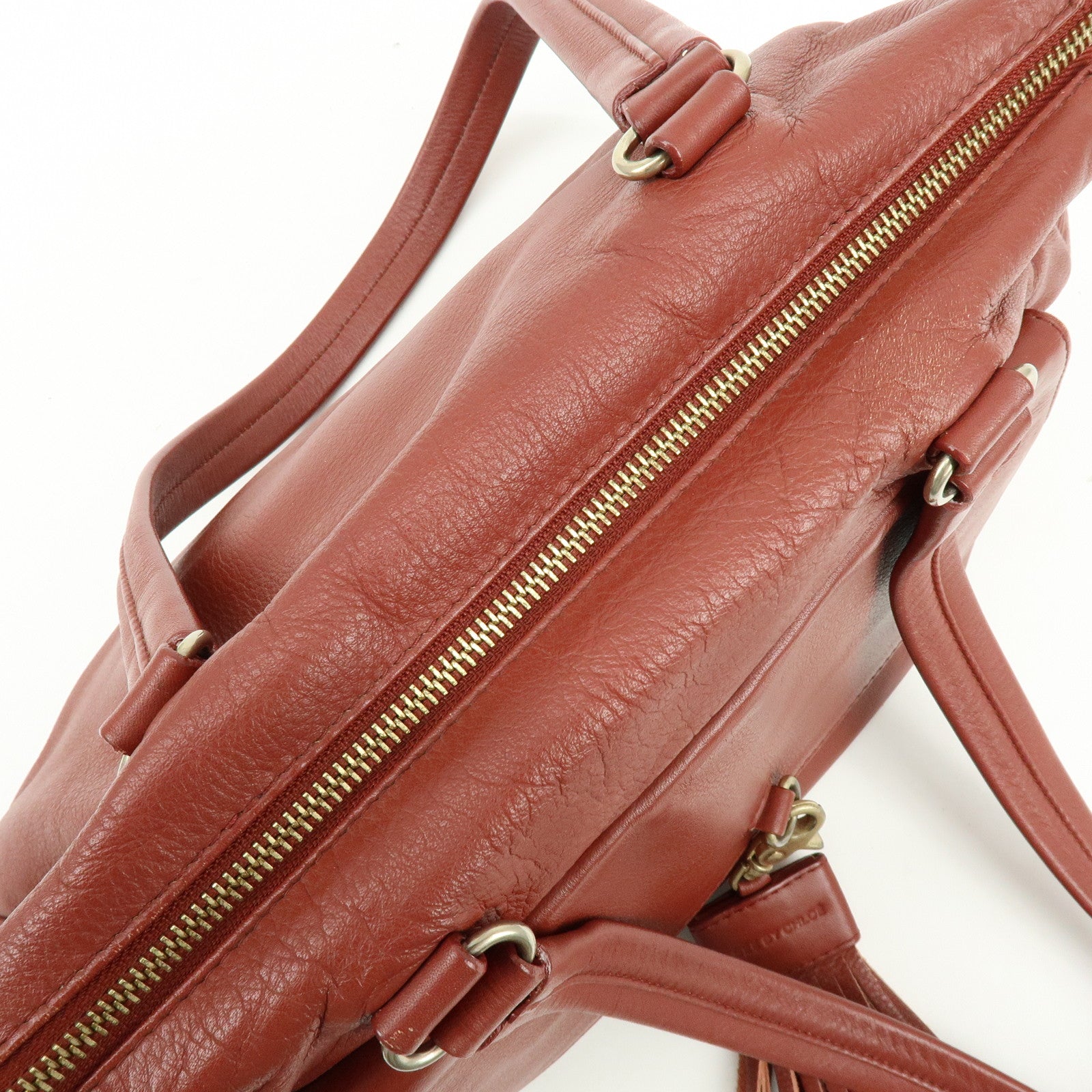 Chloe See by Chloe Leather Shoulder Bag Hand Bag Tassel Red