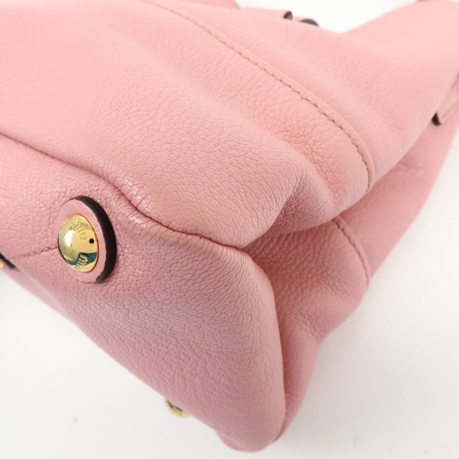 MIU MIU Madras Leather 2Way Bag Hand Bag Shoulder Bag Pink RR1951