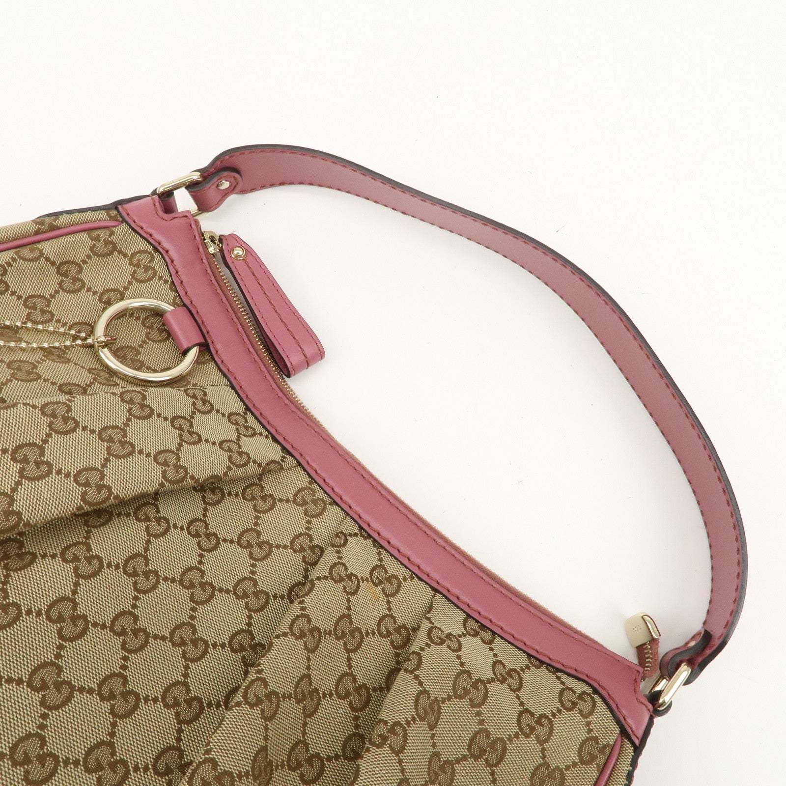 GUCCI Sukey Interlocking G GG Canvas Leather Shoulder Bag Beige