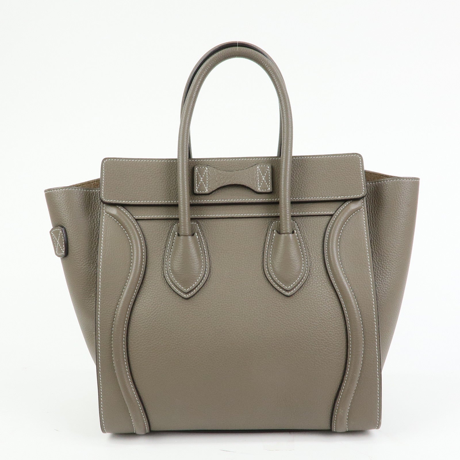 CELINE Luggage Micro Shopper Calf Leather Hand Bag Gray