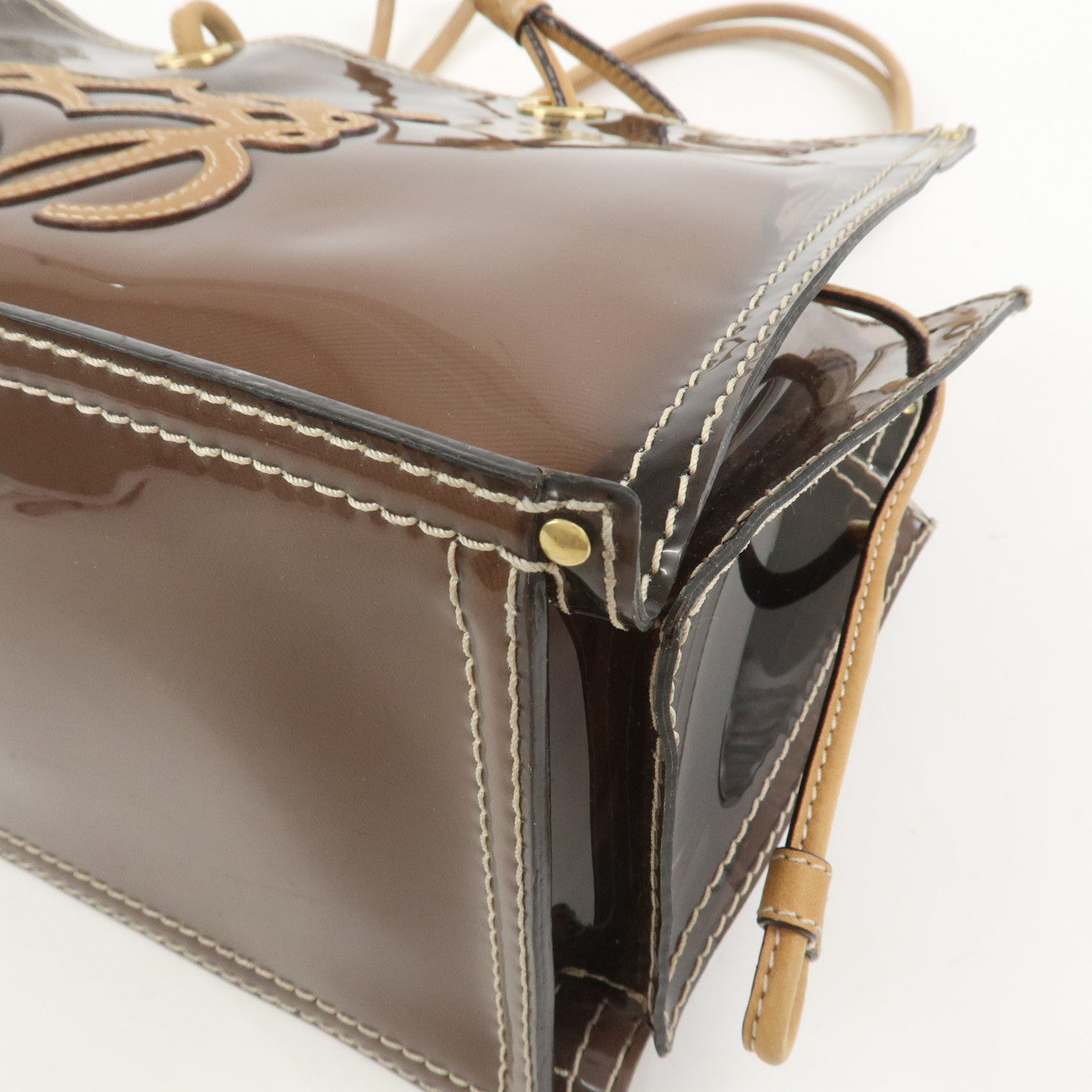 LOEWE Anagram PVC Leather Tote Bag Shoulder Bag Brown