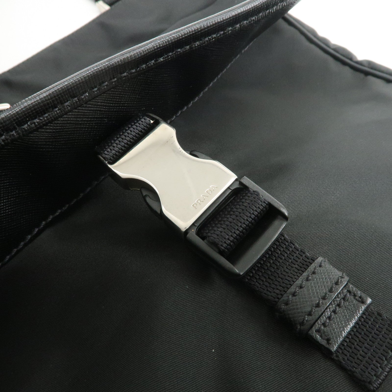 PRADA Nylon Saffiano Leather Shoulder Crossbody Bag Black VA0269